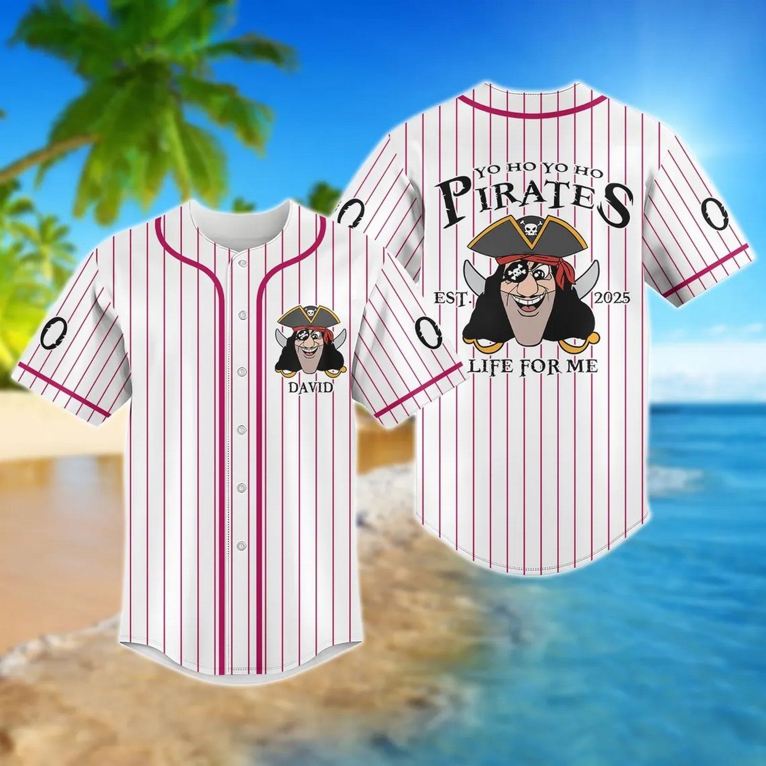 Custom Name Funny Captain Pirate Baseball Jersey T-Shirts, Hoodie, Sweatshirt | WearSparks.com (Image 1)
