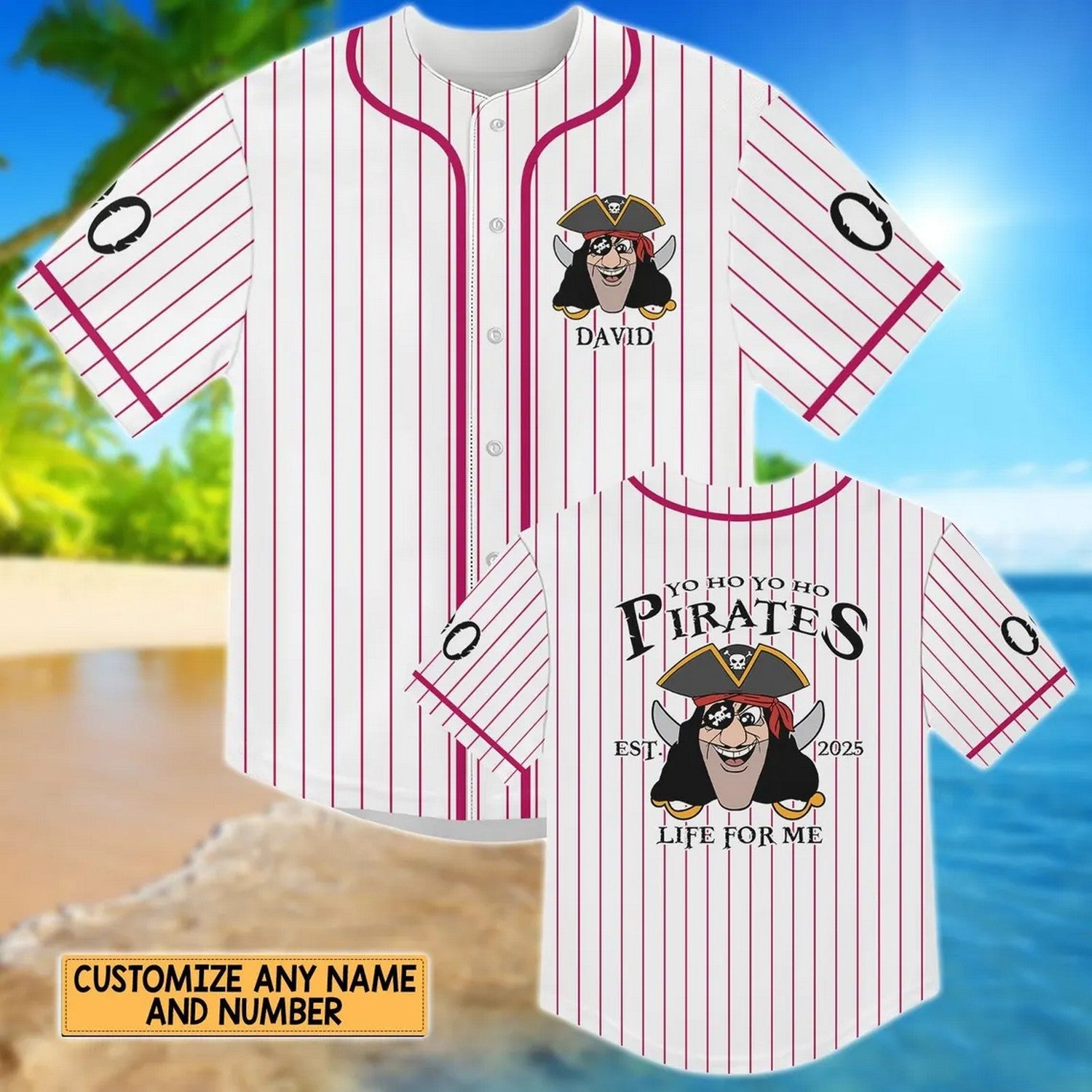Custom Name Funny Captain Pirate Baseball Jersey T-Shirts, Hoodie, Sweatshirt | WearSparks.com (Image 2)