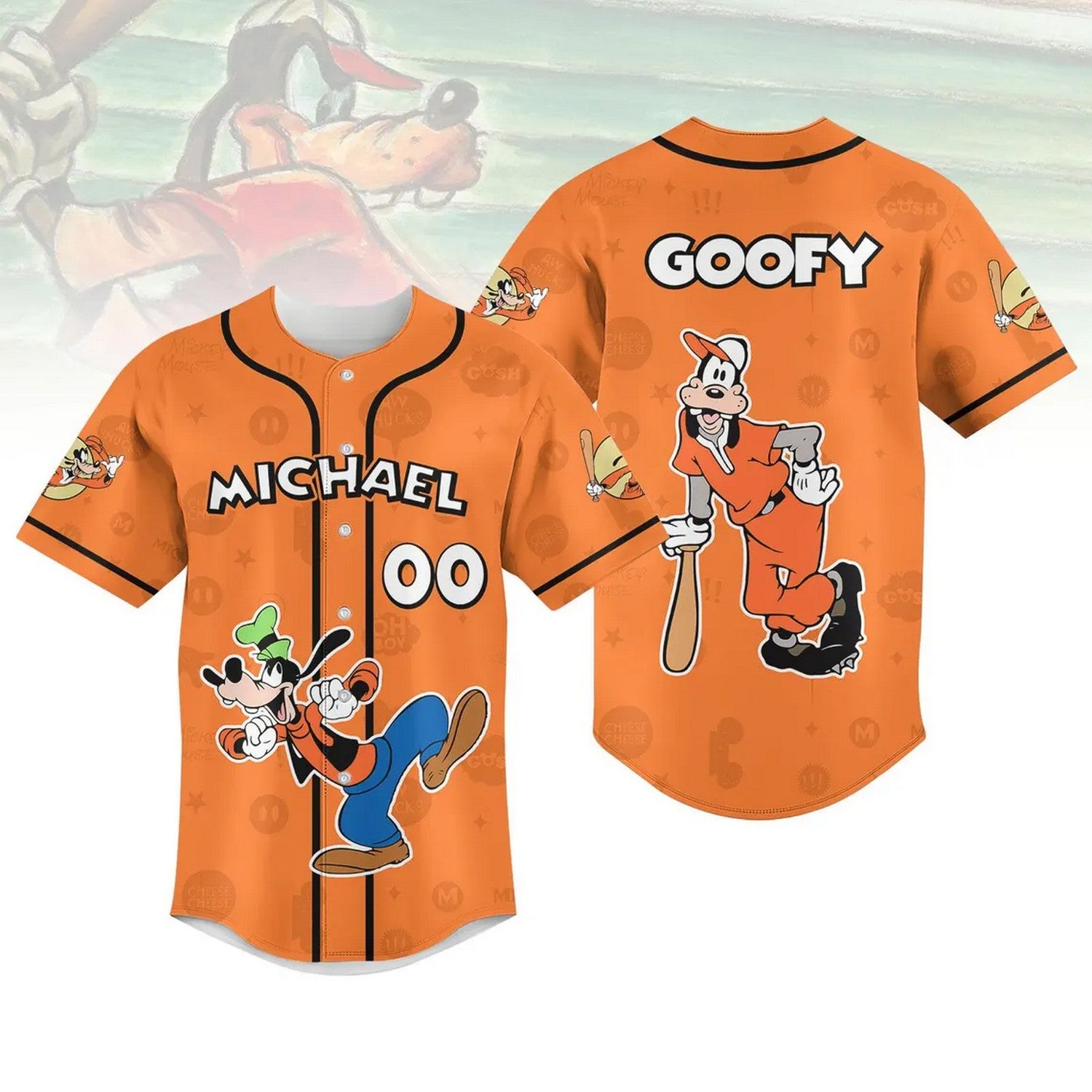 Custom Name Funny Goofy Dog Orange Baseball Jersey T-Shirts, Hoodie, Sweatshirt | WearSparks.com (Image 1)