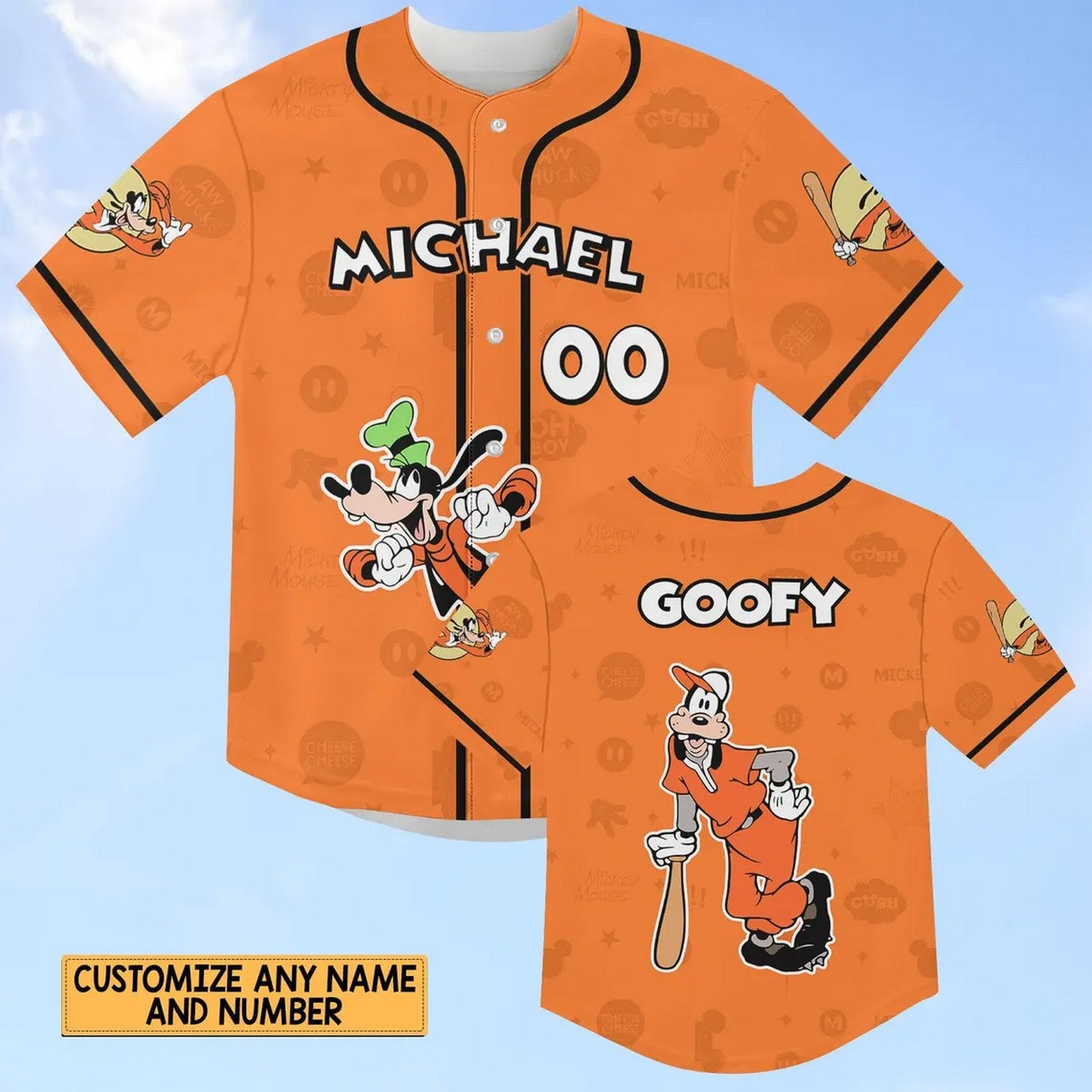 Custom Name Funny Goofy Dog Orange Baseball Jersey T-Shirts, Hoodie, Sweatshirt | WearSparks.com (Image 2)