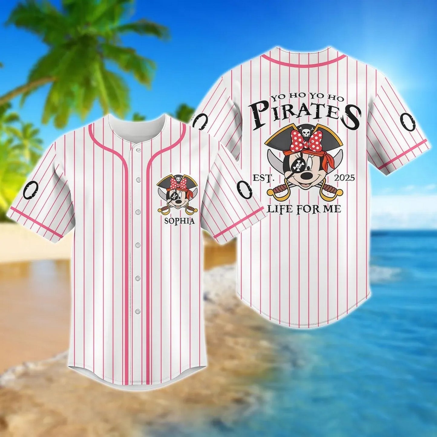 Custom Name Funny Minnie Captain Pirate Baseball Jersey T-Shirts, Hoodie, Sweatshirt | WearSparks.com (Image 1)
