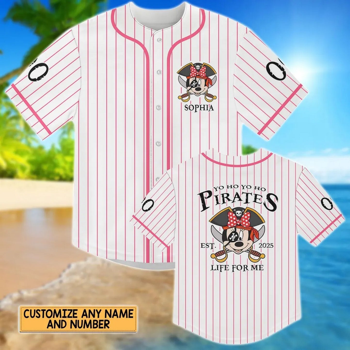 Custom Name Funny Minnie Captain Pirate Baseball Jersey T-Shirts, Hoodie, Sweatshirt | WearSparks.com (Image 2)