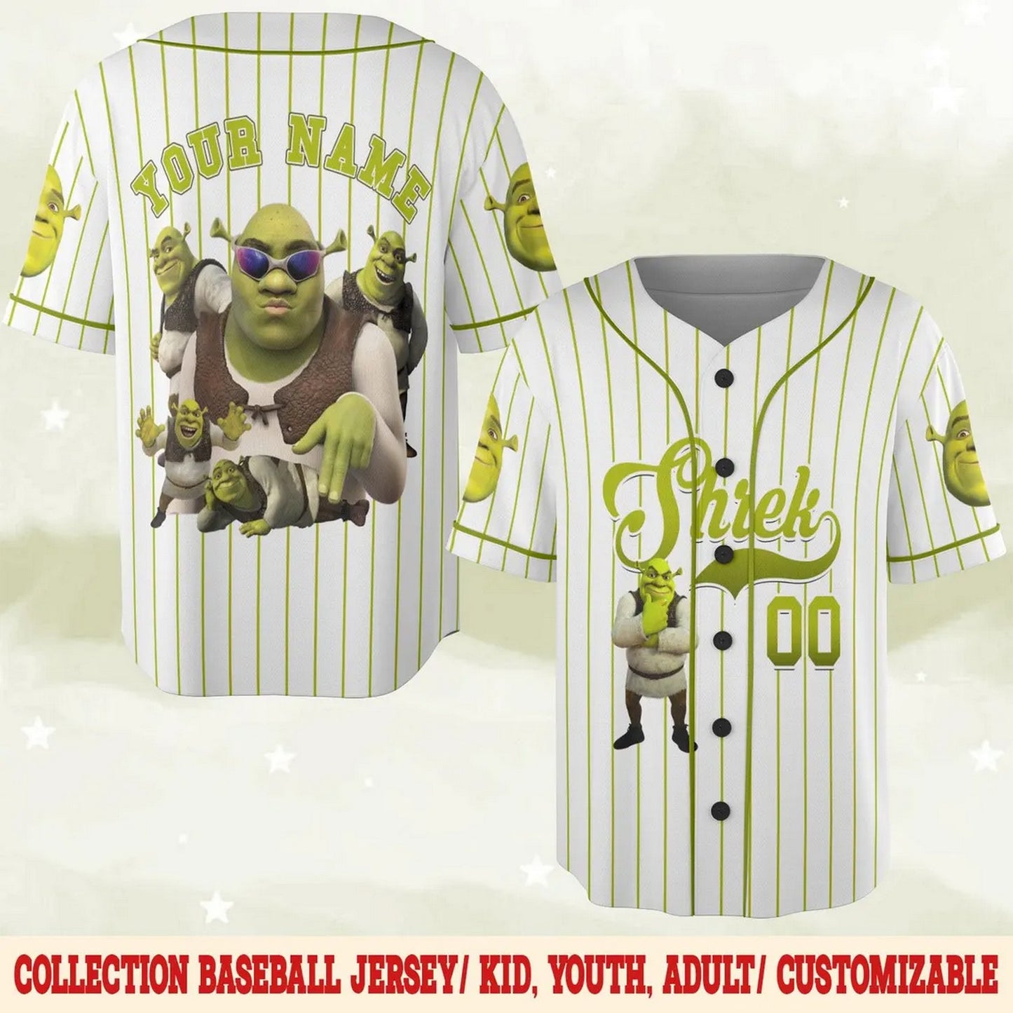Custom Name Funny Shrek Baseball Jersey T-Shirts, Hoodie, Sweatshirt | WearSparks.com (Image 1)