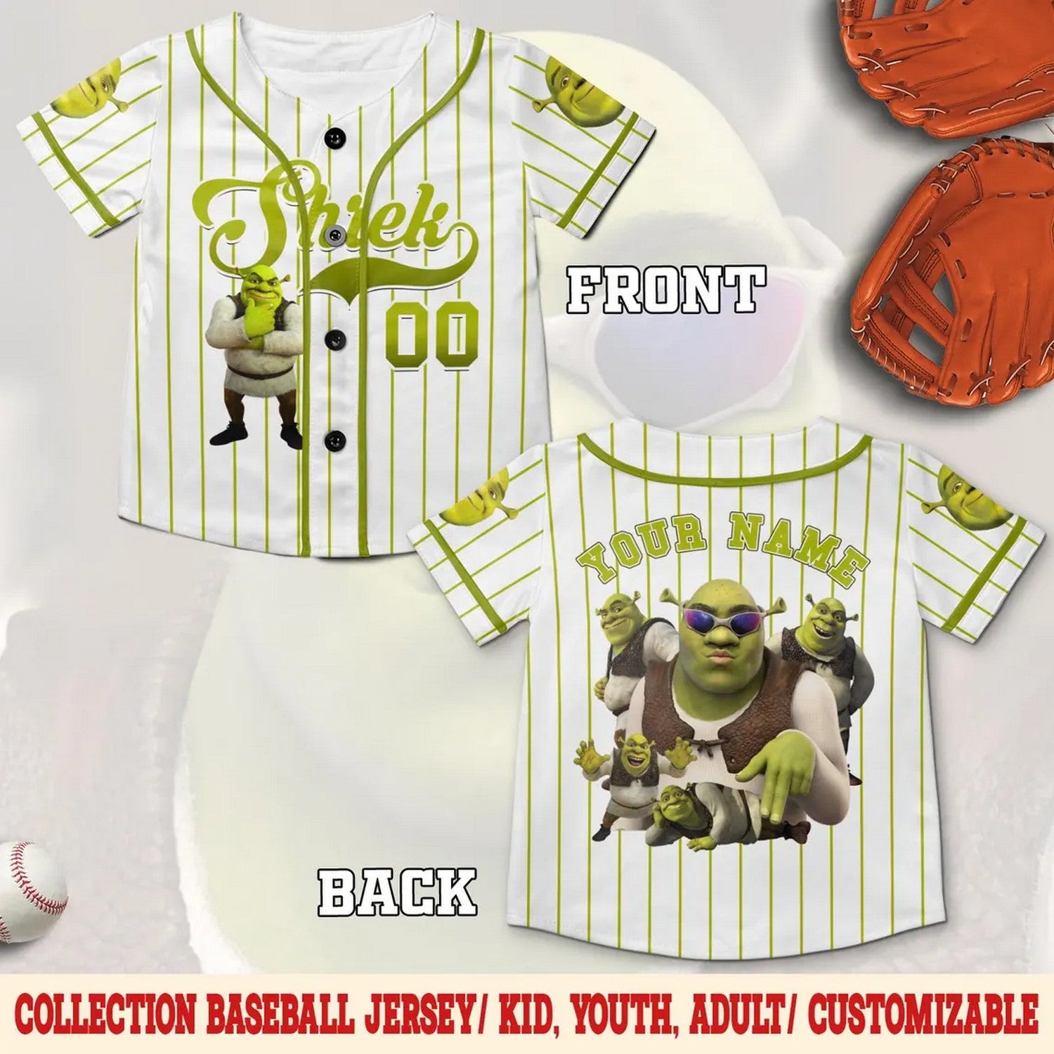 Custom Name Funny Shrek Baseball Jersey T-Shirts, Hoodie, Sweatshirt | WearSparks.com (Image 2)