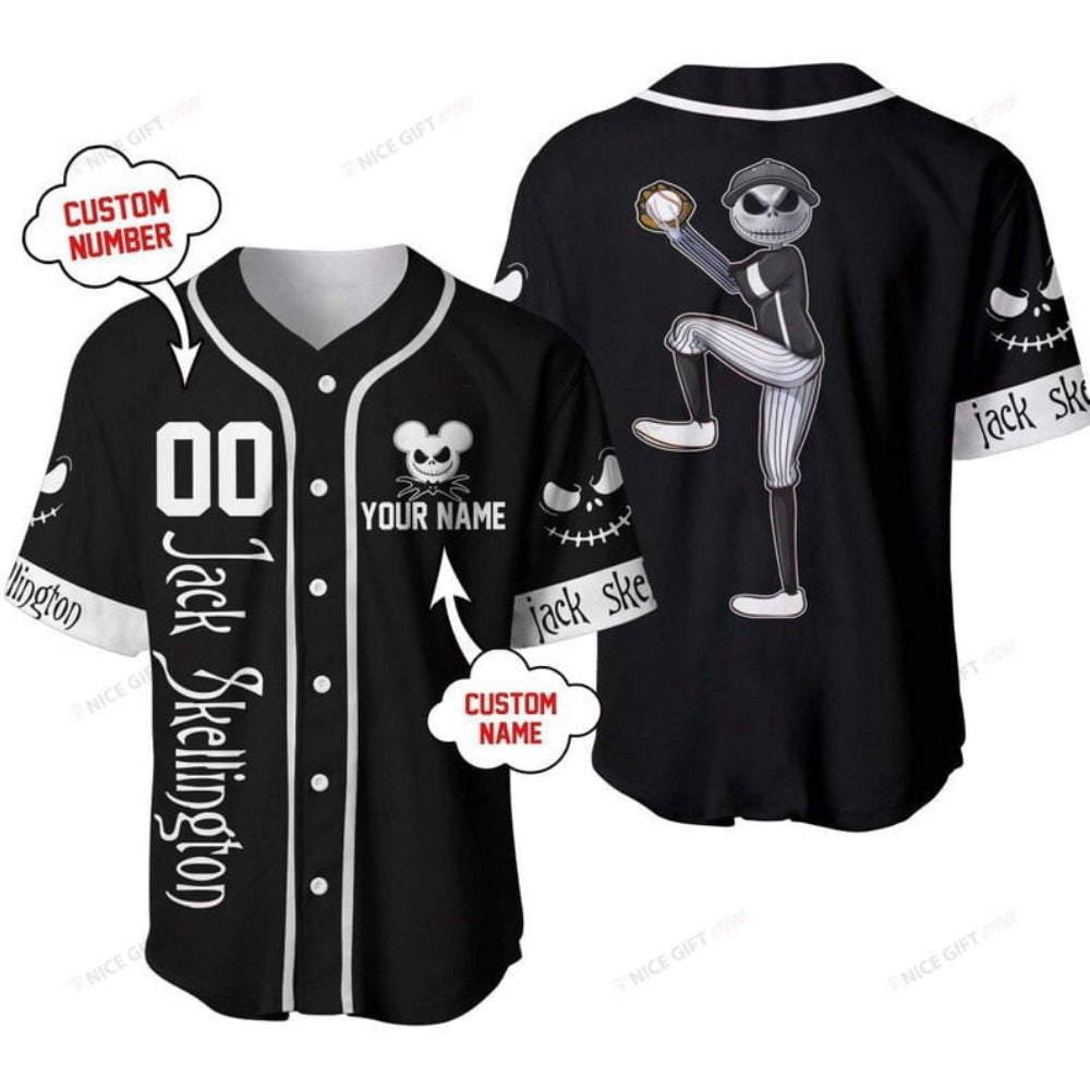 Custom Name Jack Skellington Baseball Jersey: Nightmare Before Christmas Apparel