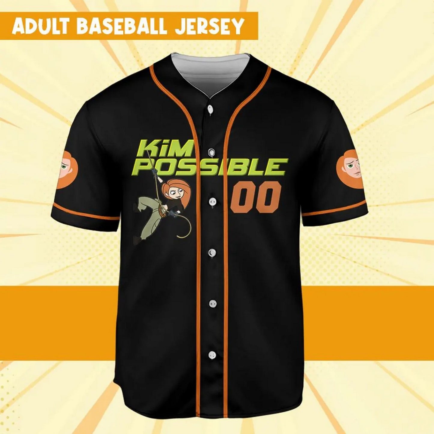 Custom Name Kim Possible Orange Black Baseball Jersey T-Shirts, Hoodie, Sweatshirt | WearSparks.com (Image 3)