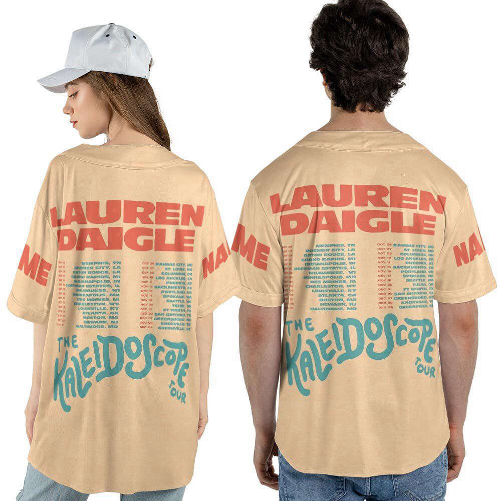 Custom Name Lauren Daigle Music Baseball Jersey, Kaleidoscore 2023 Tour Shirt (Image 4)