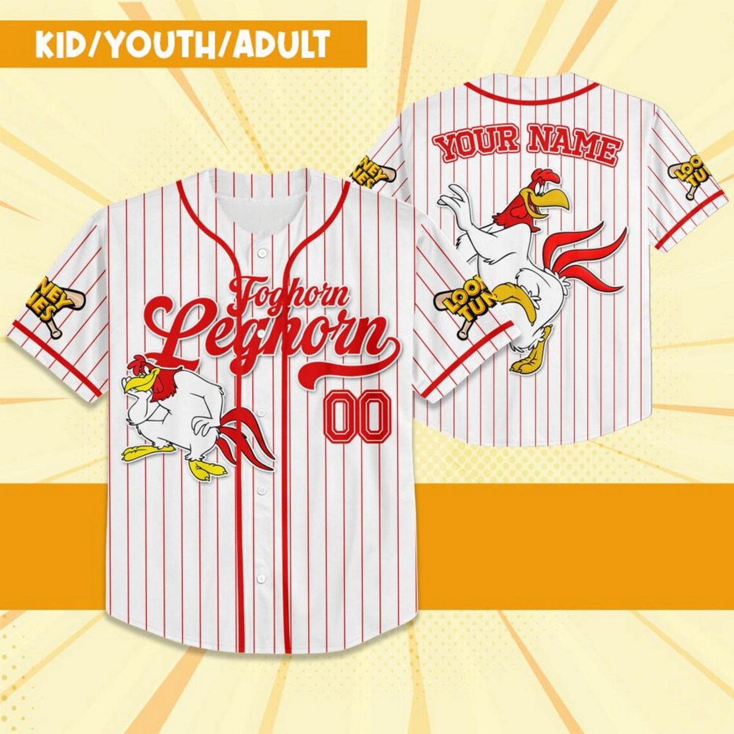 Custom Name Looney Tune Foghorn Leghorn Simple Baseball Jersey T-Shirts, Hoodie, Sweatshirt | WearSparks.com (Image 2)