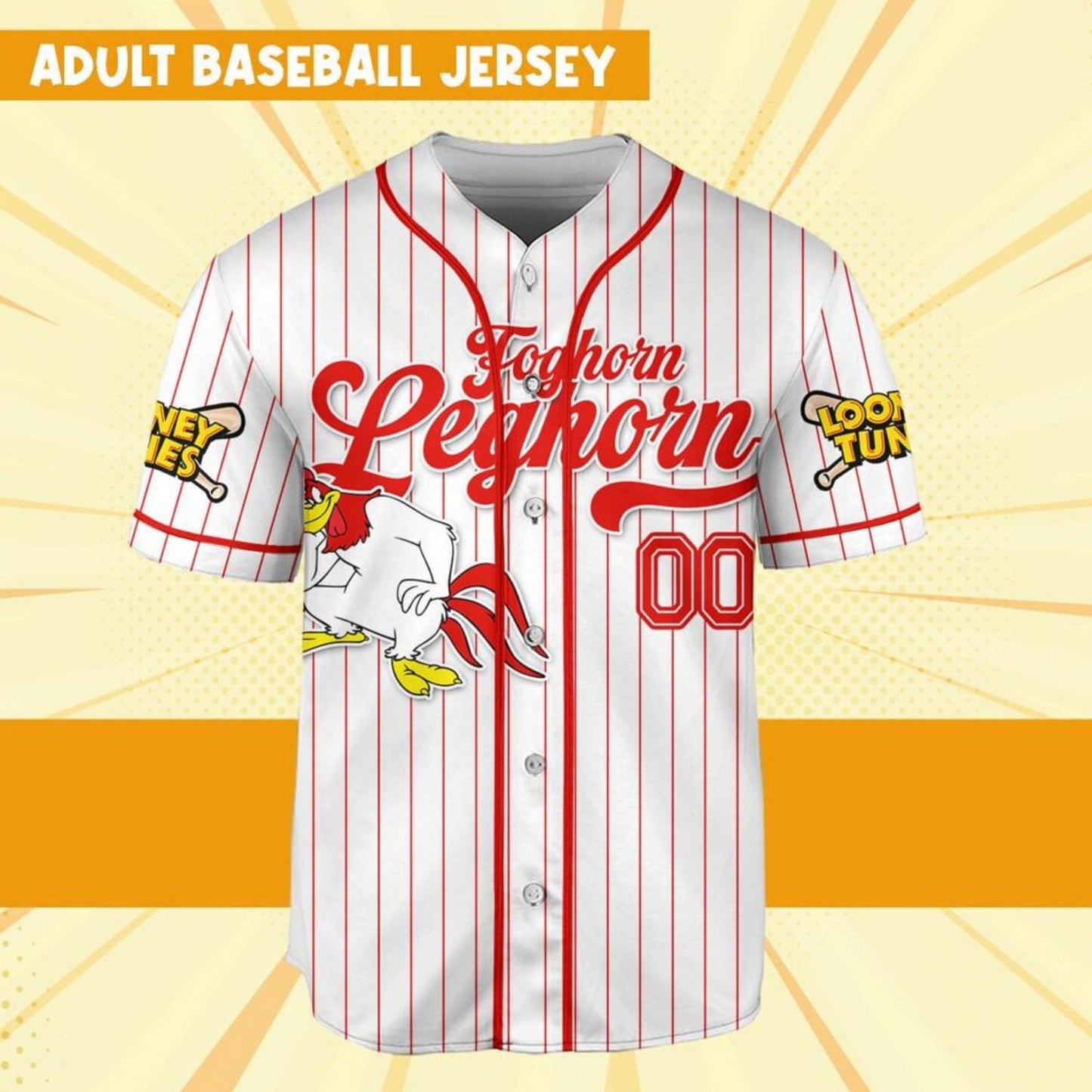 Custom Name Looney Tune Foghorn Leghorn Simple Baseball Jersey T-Shirts, Hoodie, Sweatshirt | WearSparks.com (Image 3)