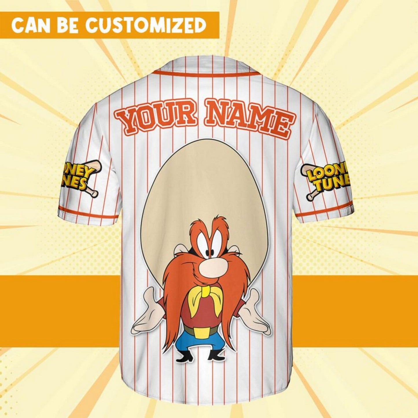 Custom Name Looney Tune Yosemite Sam Simple Baseball Jersey T-Shirts, Hoodie, Sweatshirt | WearSparks.com (Image 4)