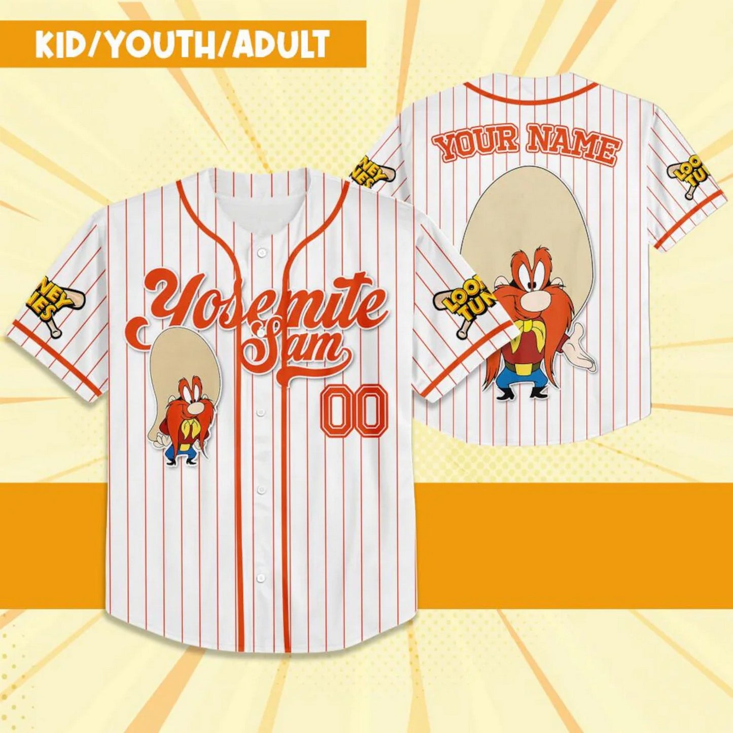 Custom Name Looney Tune Yosemite Sam Simple Baseball Jersey T-Shirts, Hoodie, Sweatshirt | WearSparks.com (Image 2)