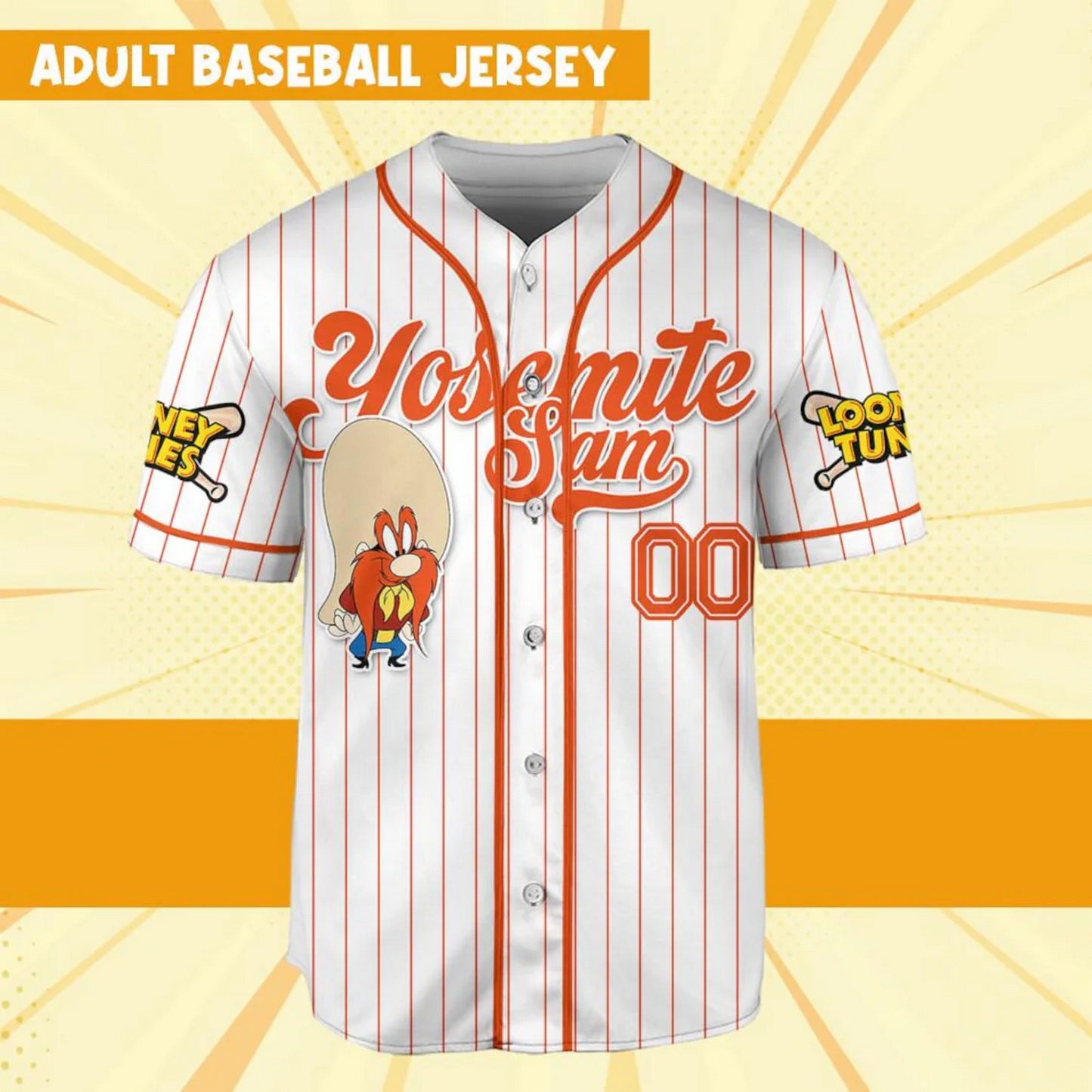 Custom Name Looney Tune Yosemite Sam Simple Baseball Jersey T-Shirts, Hoodie, Sweatshirt | WearSparks.com (Image 3)