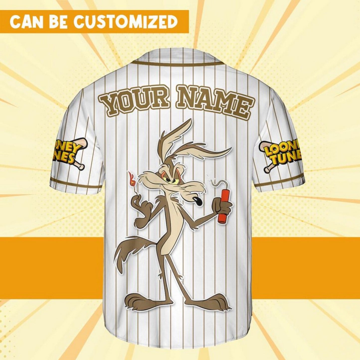 Custom Name Looney Wile E Coyete Simple Baseball Jersey T-Shirts, Hoodie, Sweatshirt | WearSparks.com (Image 4)