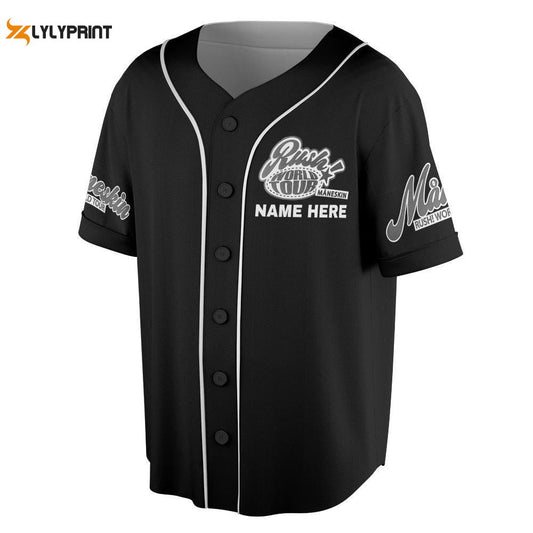 Custom Name Maneskin 2023 Tour Baseball Jersey, Rush! World Tour Concert Tickets - lylyprint.com T-Shirts,... (Image 1)