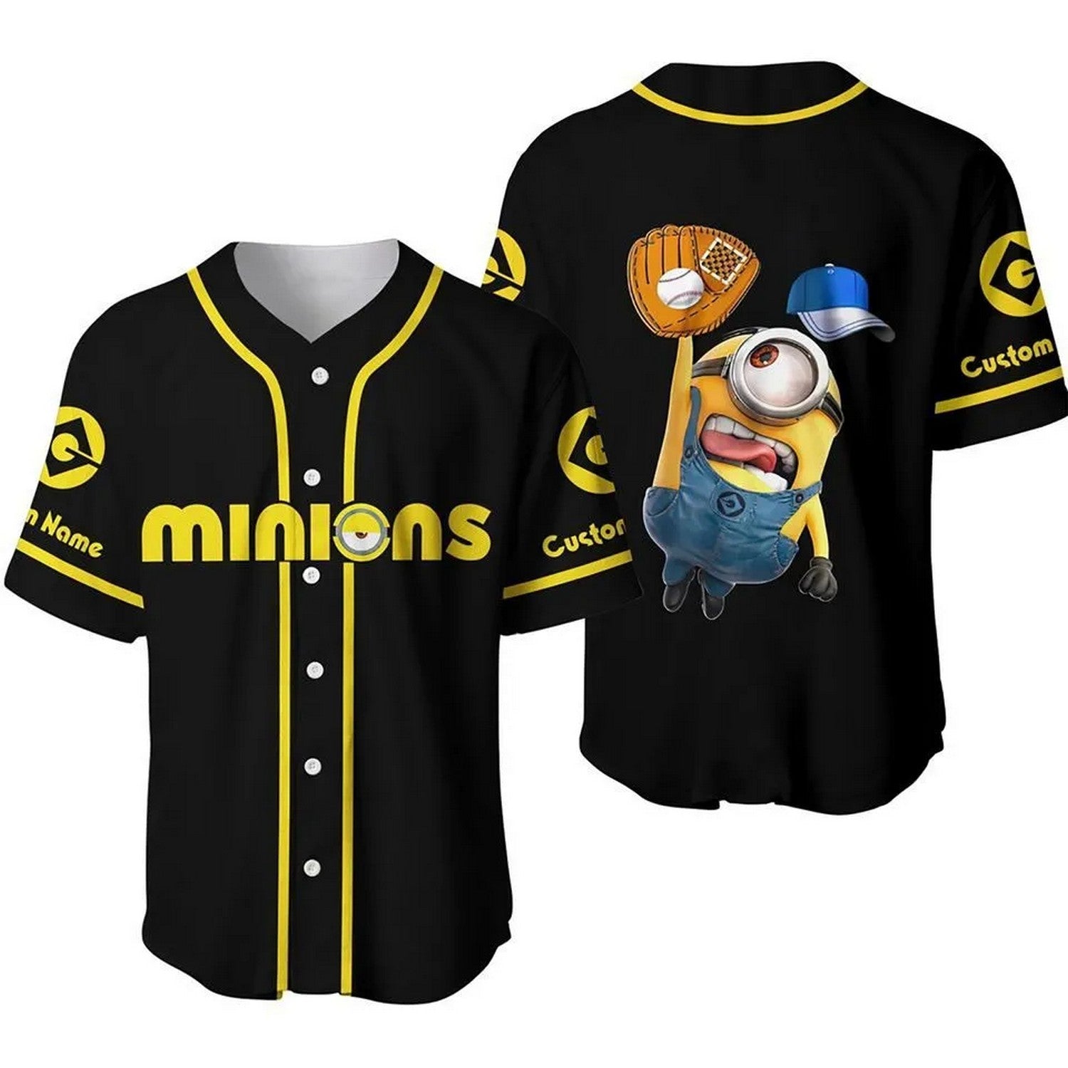 Custom Name Minions Black Baseball Jersey T-Shirts, Hoodie, Sweatshirt | WearSparks.com