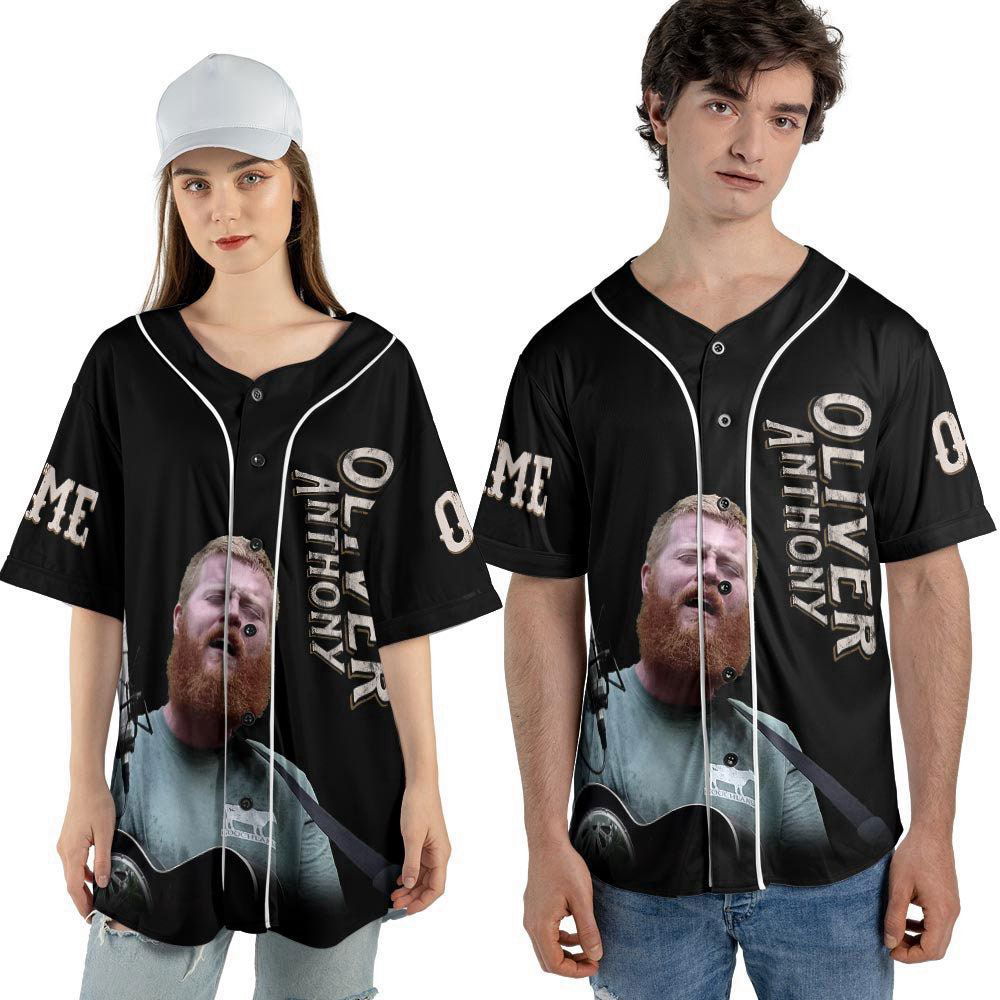 Custom Name Oliver Anthony Baseball Jersey, Rich Men North Of Richmond Country Music Lover - lylyprint.com... (Image 3)