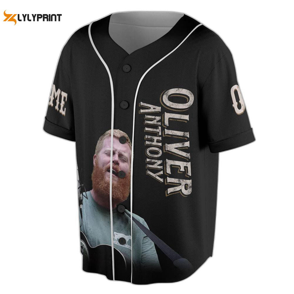 Custom Name Oliver Anthony Baseball Jersey, Rich Men North Of Richmond Country Music Lover - lylyprint.com... (Image 1)