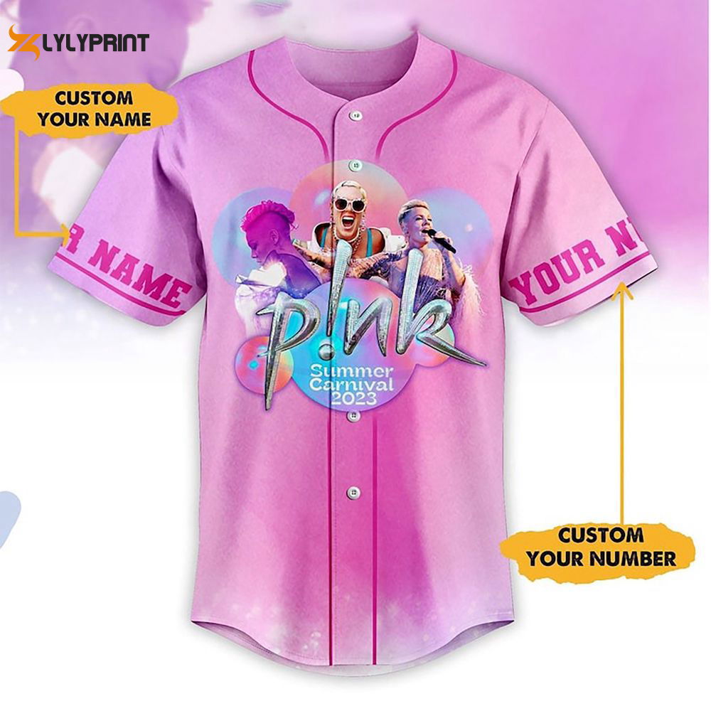 Custom Name Pink Summer Carnival 2023 Tour Pink Baseball Jersey - lylyprint.com T-Shirts, Hoodie, Sweatshirt (Image 2)