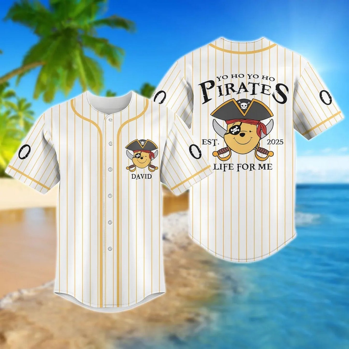 Custom Name Pirate Pooh Baseball Jersey T-Shirts, Hoodie, Sweatshirt | WearSparks.com (Image 1)