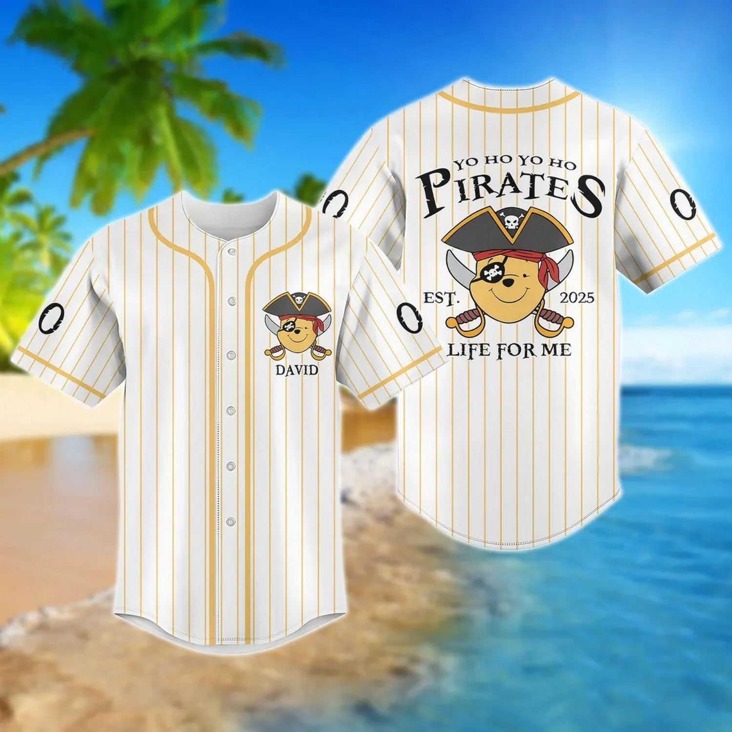Custom Name Pirate Pooh Baseball Jersey T-Shirts, Hoodie, Sweatshirt | WearSparks.com (Image 1)