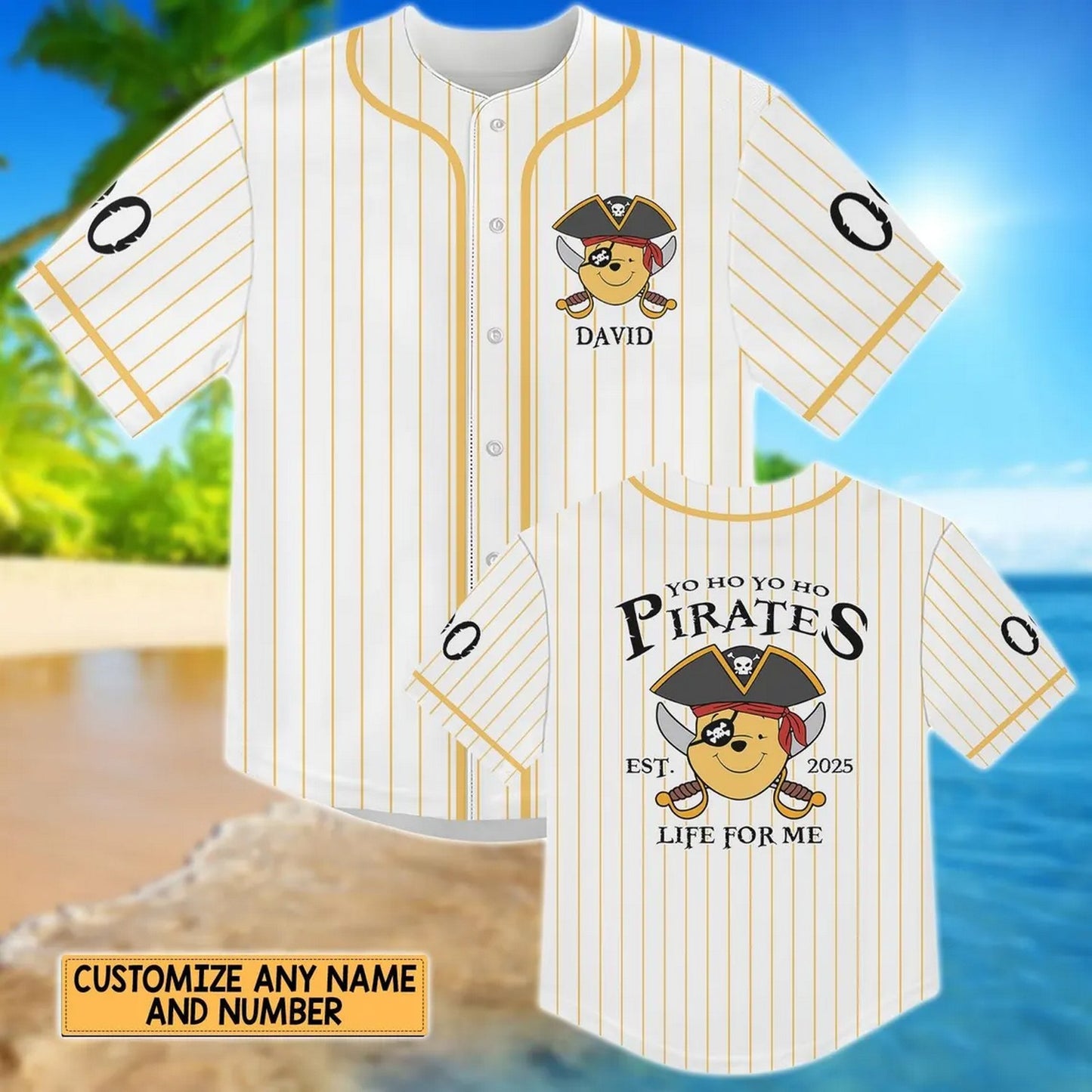 Custom Name Pirate Pooh Baseball Jersey T-Shirts, Hoodie, Sweatshirt | WearSparks.com (Image 2)