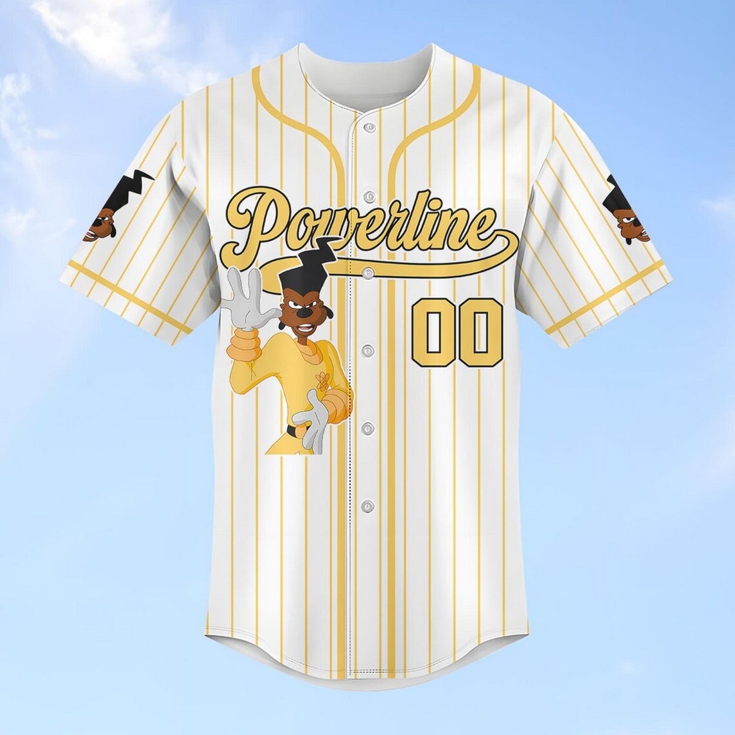 Custom Name Powerline Yellow White Baseball Jersey T-Shirts, Hoodie, Sweatshirt | WearSparks.com (Image 3)