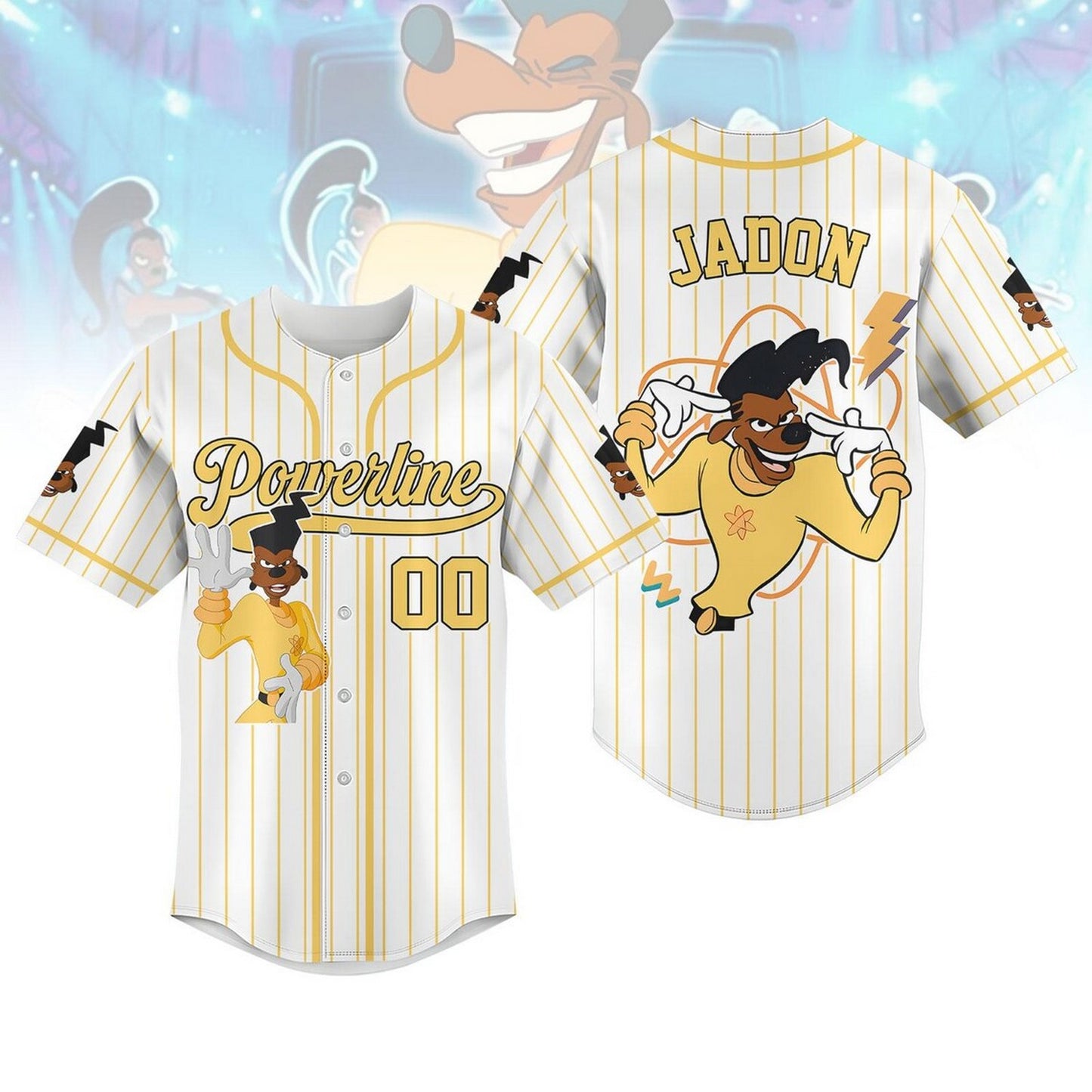 Custom Name Powerline Yellow White Baseball Jersey T-Shirts, Hoodie, Sweatshirt | WearSparks.com (Image 1)