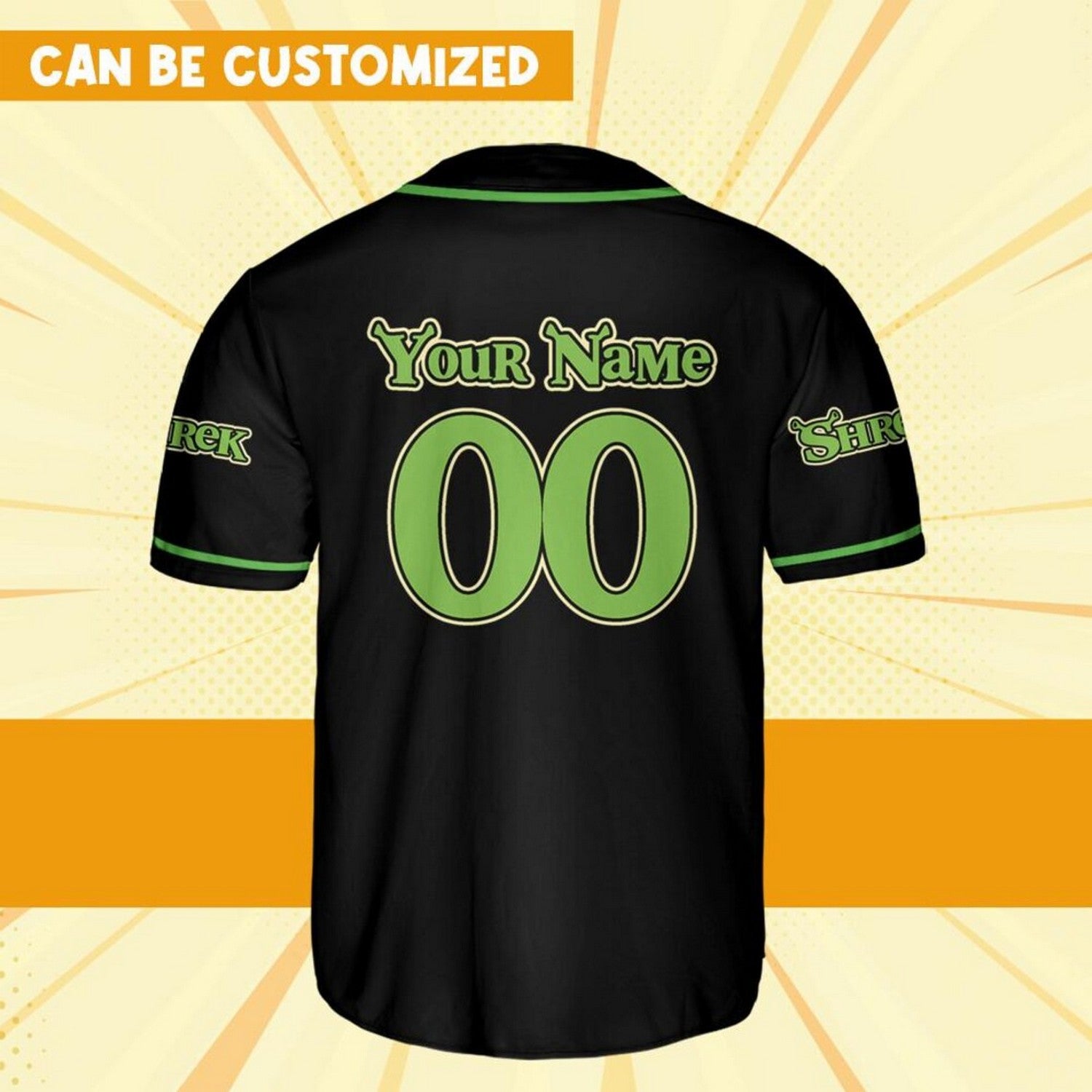 Custom Name Shrek Swamp Black Green Baseball Jersey T-Shirts, Hoodie, Sweatshirt | WearSparks.com (Image 4)