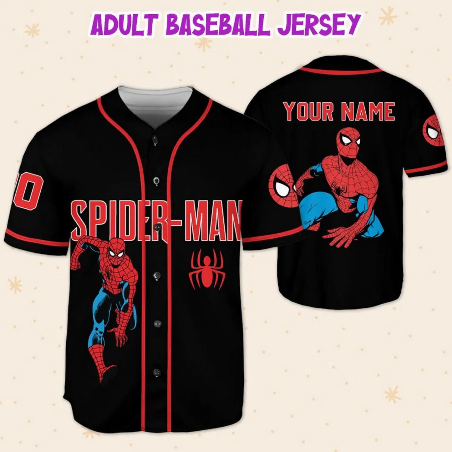 Custom Name Spiderman Spiderverse Peter Parker Black Baseball Jersey T-Shirts, Hoodie, Sweatshirt | WearSparks.com (Image 1)