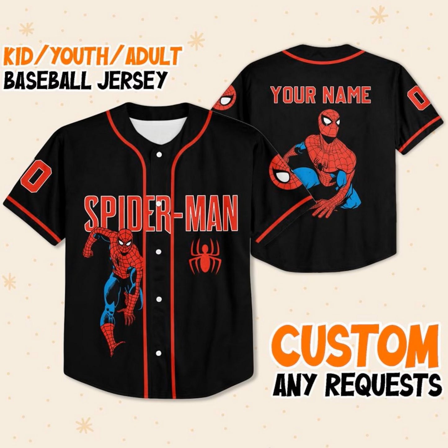 Custom Name Spiderman Spiderverse Peter Parker Black Baseball Jersey T-Shirts, Hoodie, Sweatshirt | WearSparks.com (Image 2)