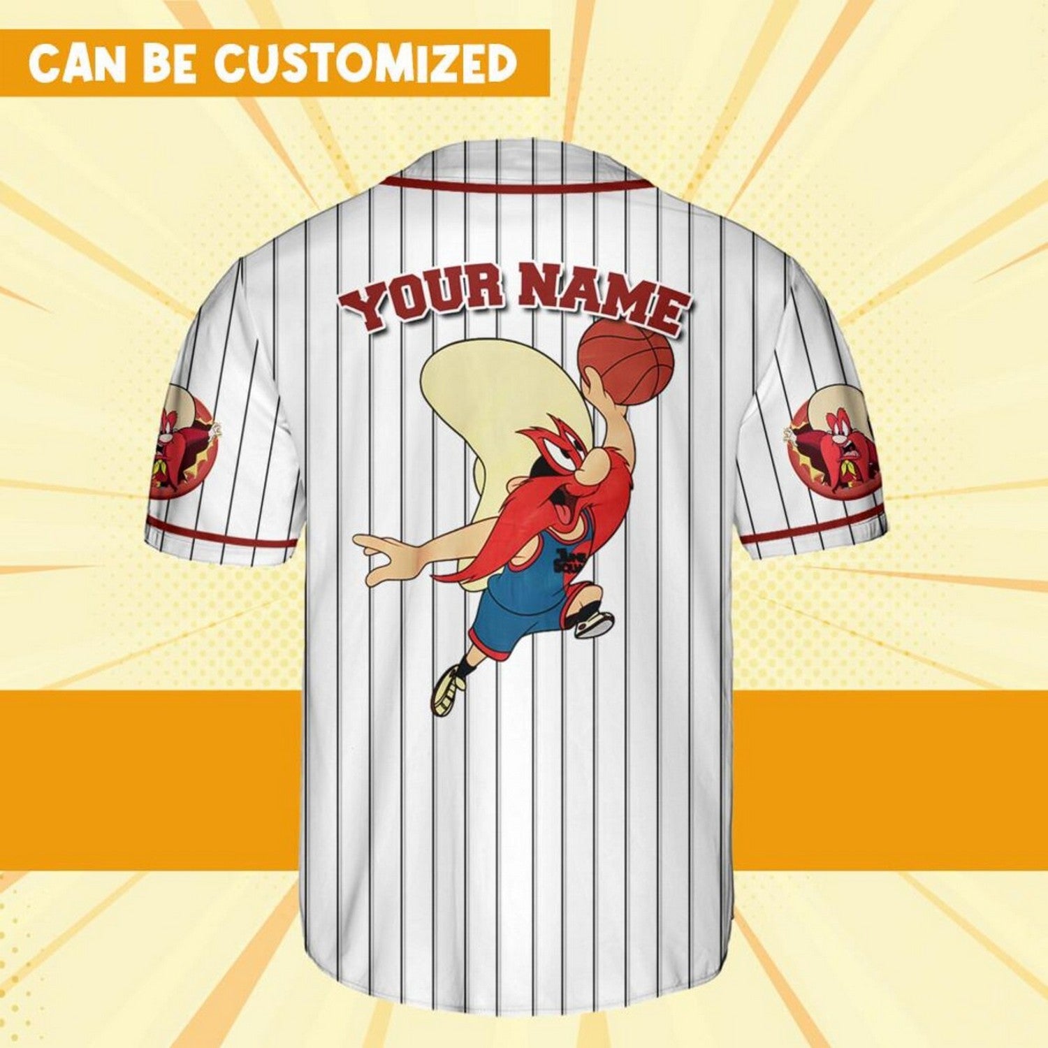 Custom Name Sporty Yosemite Sam Jersey Red White Baseball Jersey T-Shirts, Hoodie, Sweatshirt | WearSparks.com (Image 4)