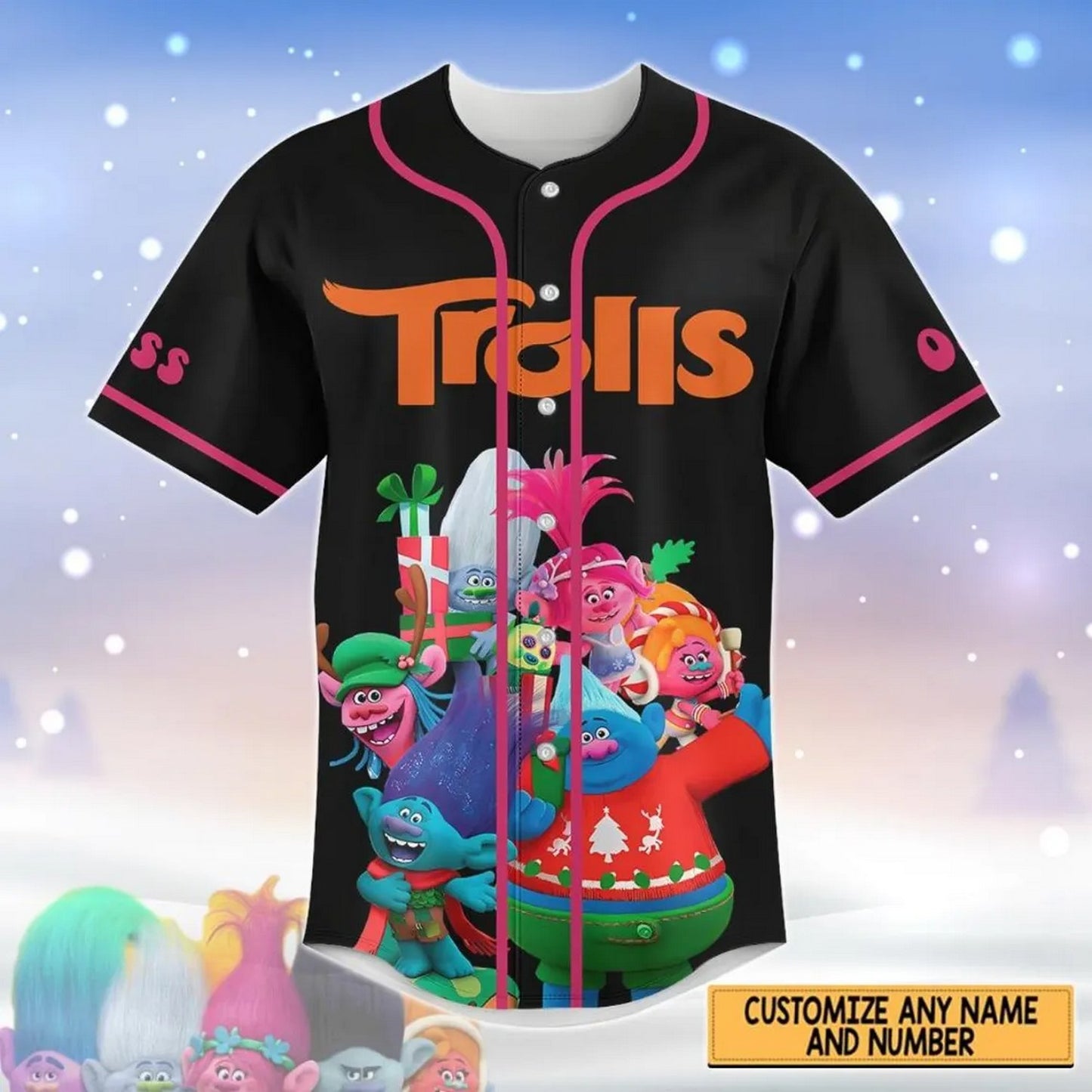 Custom Name Trolls Band Together Black Baseball Jersey T-Shirts, Hoodie, Sweatshirt | WearSparks.com (Image 3)