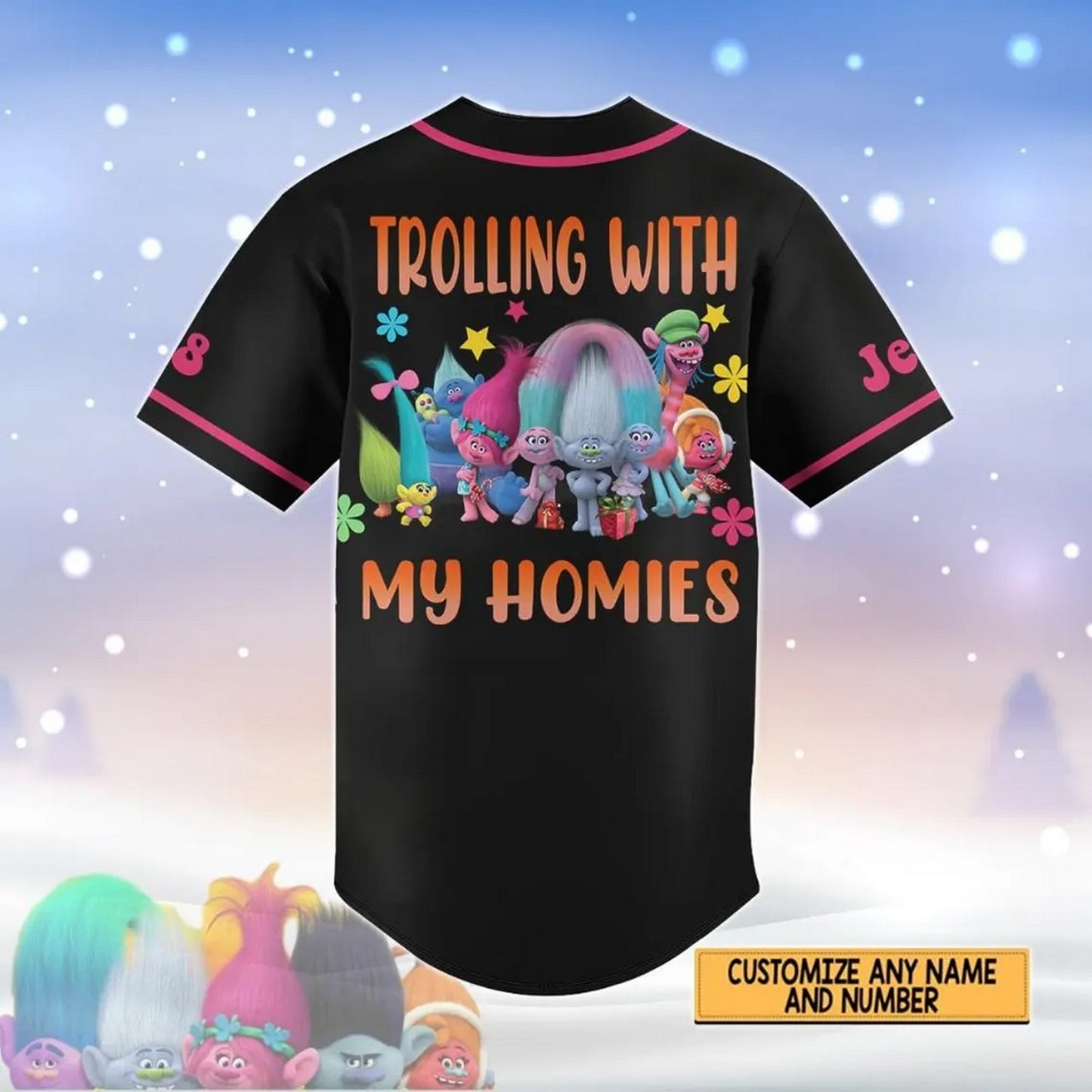Custom Name Trolls Band Together Black Baseball Jersey T-Shirts, Hoodie, Sweatshirt | WearSparks.com (Image 4)