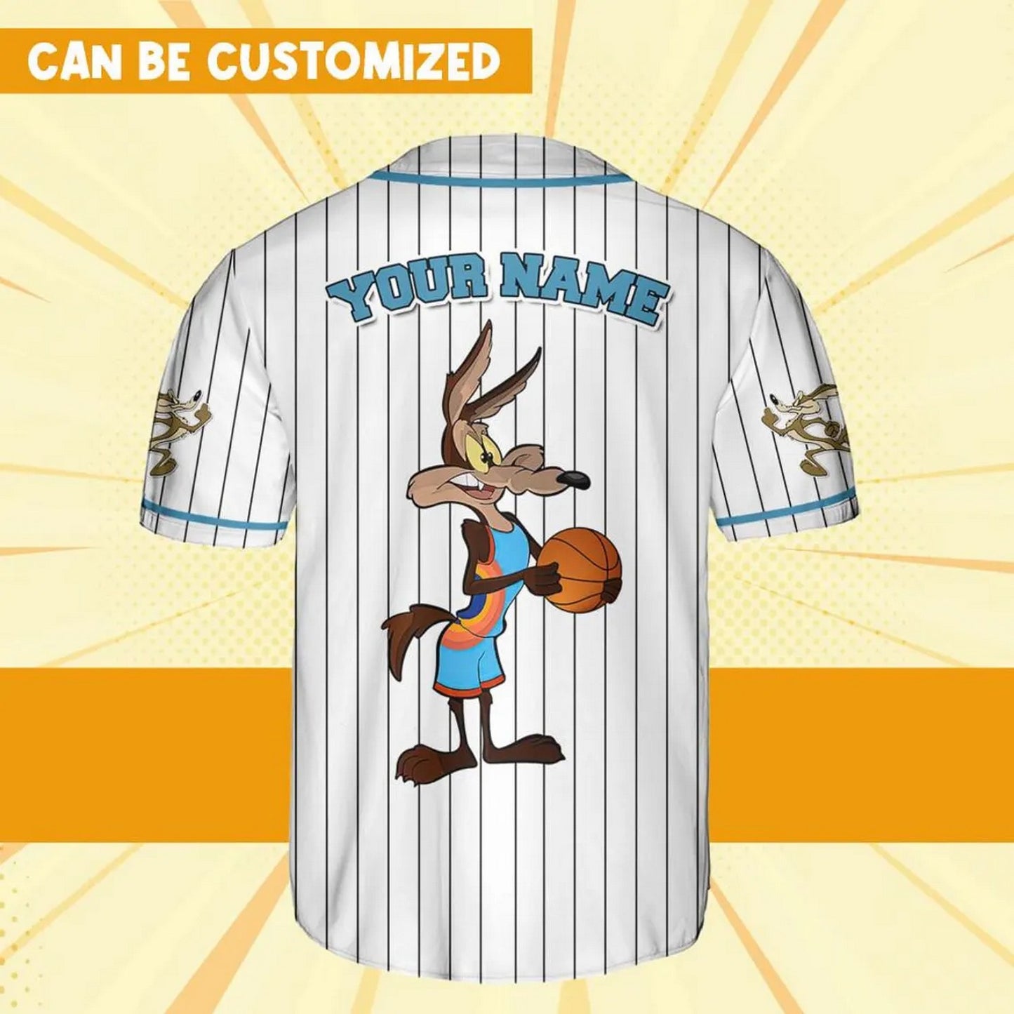 Custom Name Wile E. Coyote Jersey Orange White Baseball Jersey T-Shirts, Hoodie, Sweatshirt | WearSparks.com (Image 4)