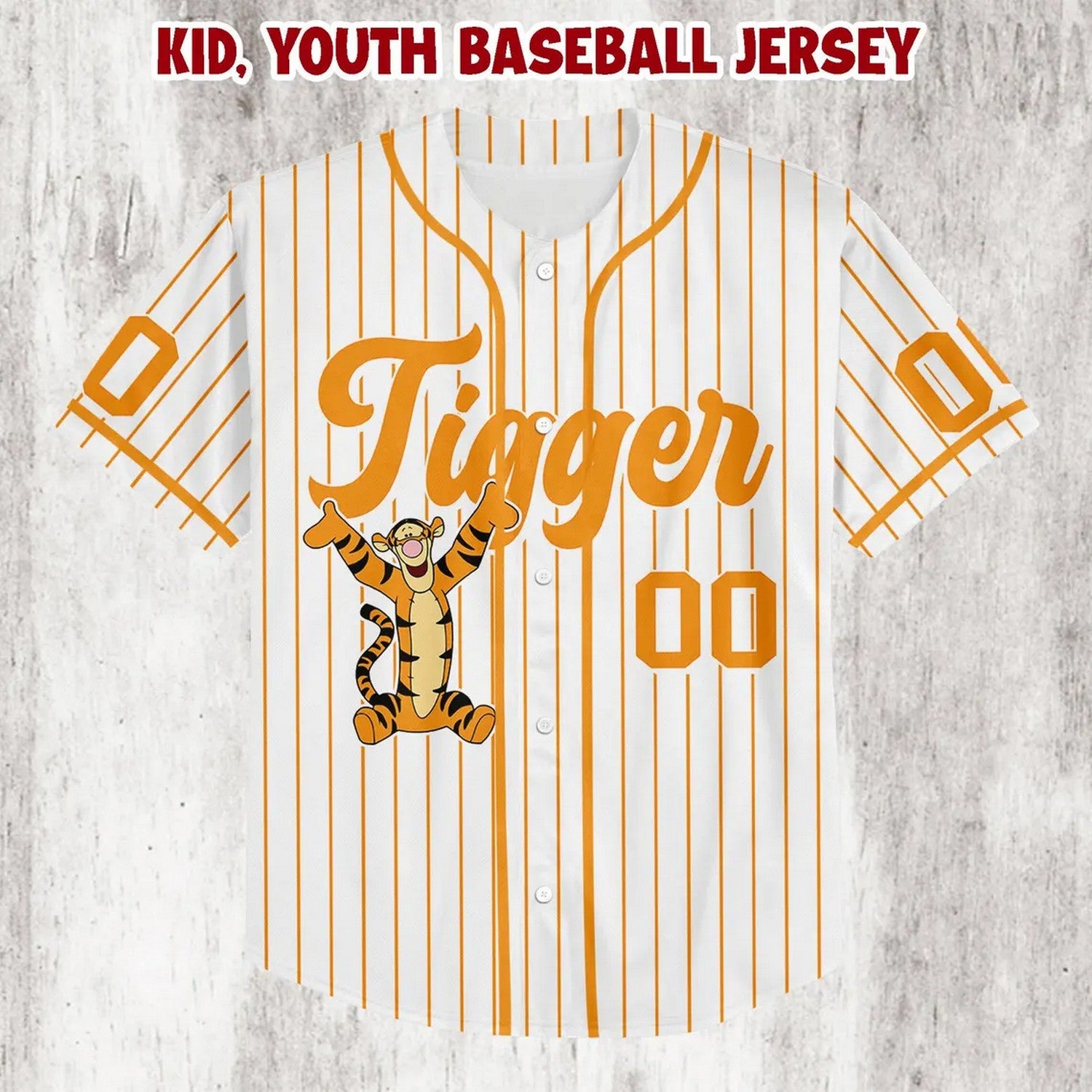 Custom Name Winnie The Pooh Tigger White Baseball Jersey T-Shirts, Hoodie, Sweatshirt | WearSparks.com (Image 3)