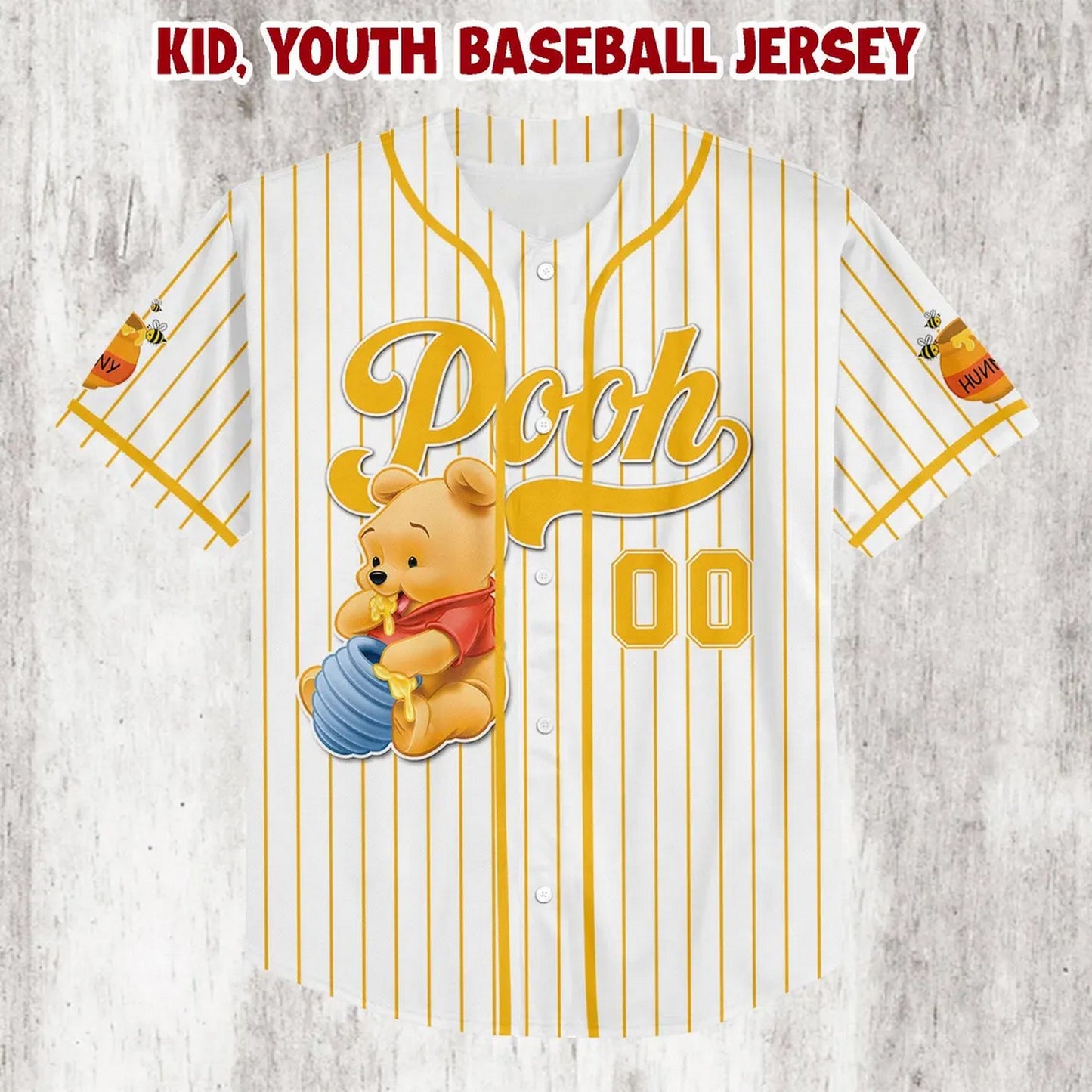 Custom Name Winnie The Pooh White Baseball Jersey T-Shirts, Hoodie, Sweatshirt | WearSparks.com (Image 3)