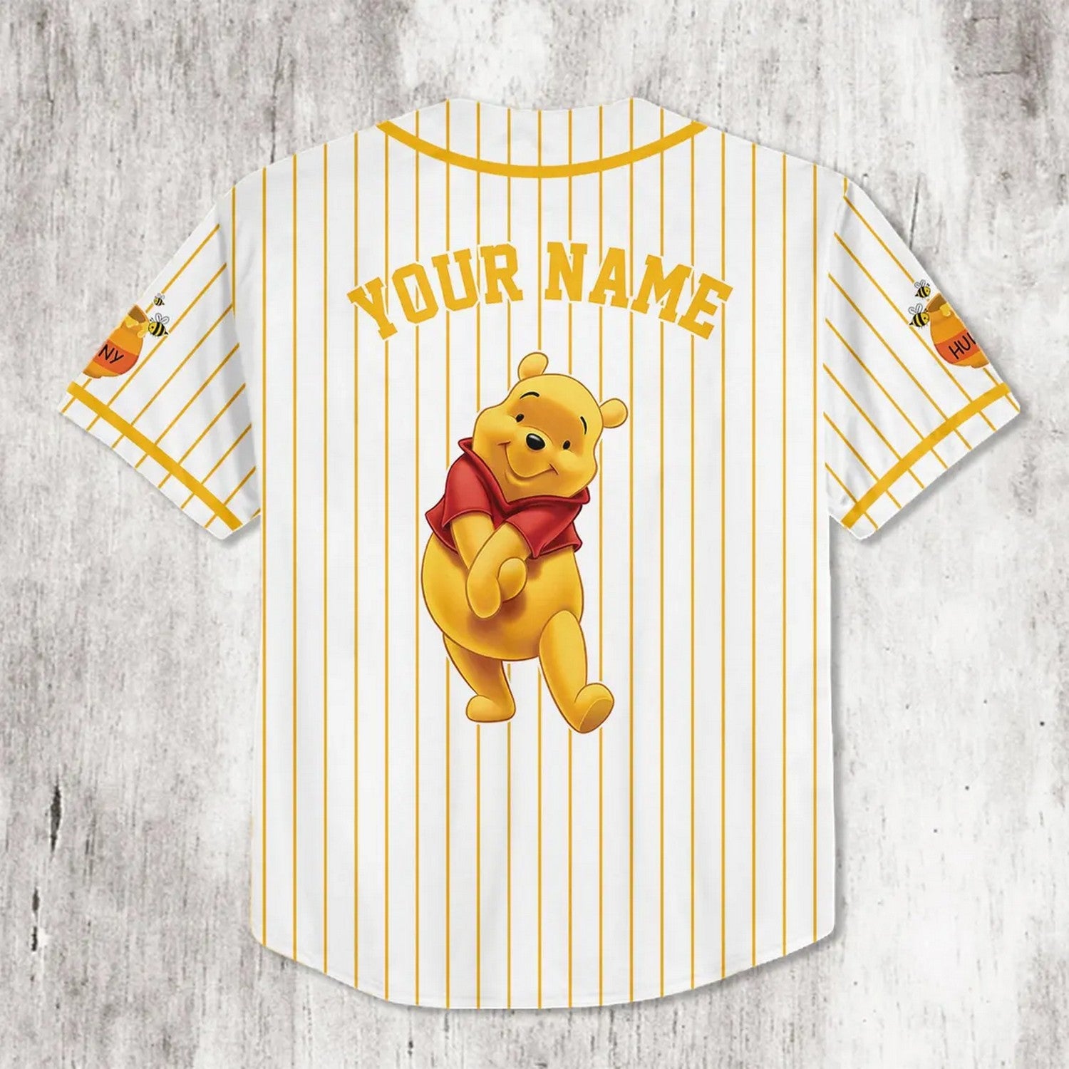 Custom Name Winnie The Pooh White Baseball Jersey T-Shirts, Hoodie, Sweatshirt | WearSparks.com (Image 4)