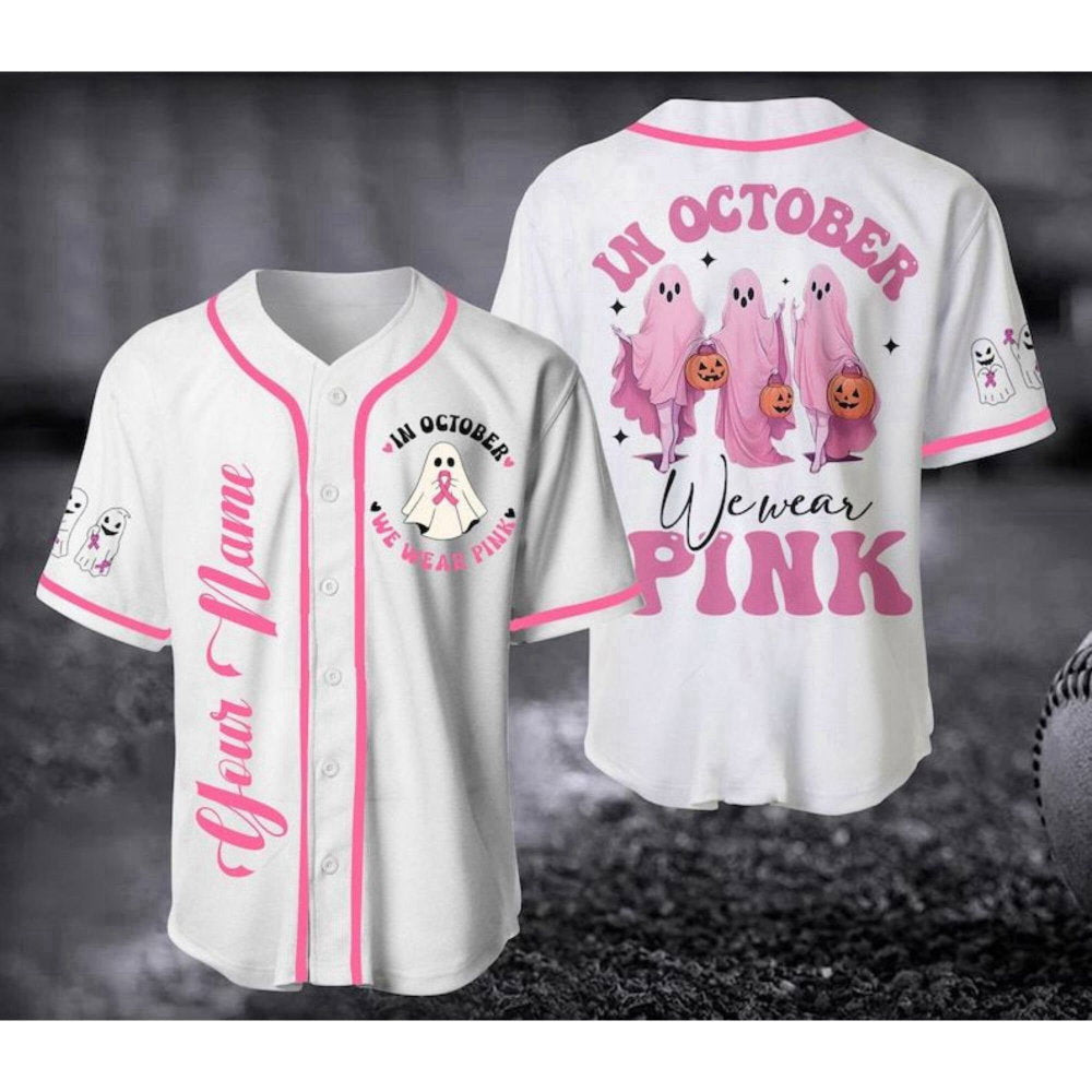 Custom Pink Baseball Jersey: Cancer Support Shirt for Halloween & Christmas