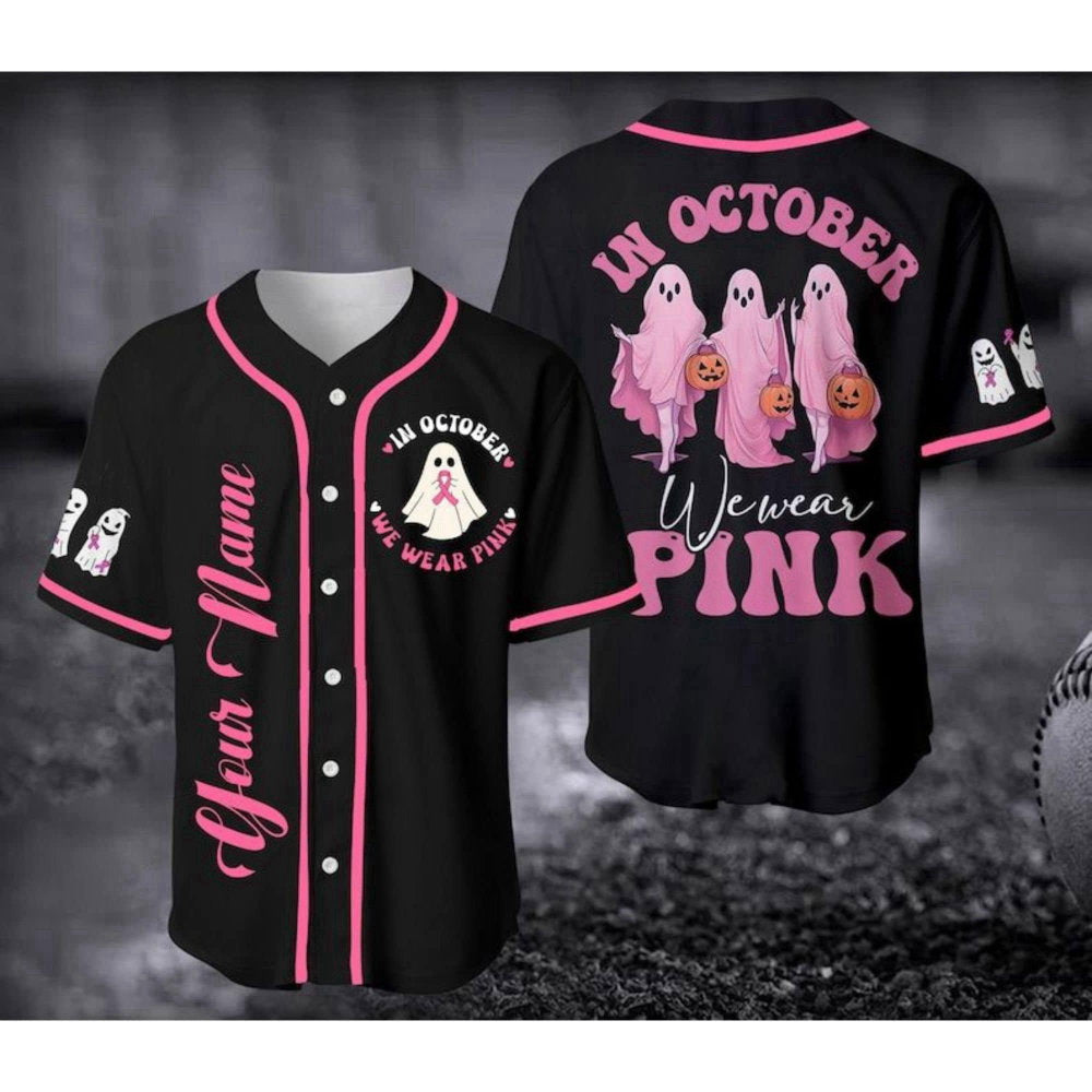 Custom Pink Baseball Jersey: Cancer Support Shirt for Halloween & Christmas