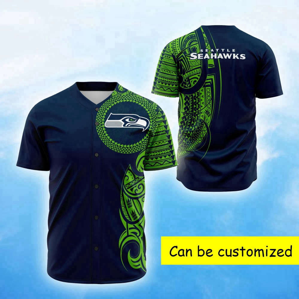 Custom Seahawks Polynesian Baseball Jersey - Personalized Design - Aopprinter T-Shirts, Hoodie, Sweatshirt (Image 2)