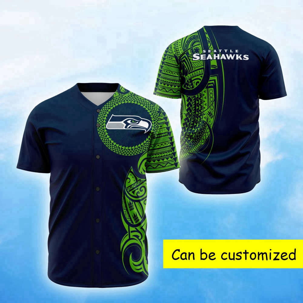 Custom Seahawks Polynesian Baseball Jersey – Personalized Design