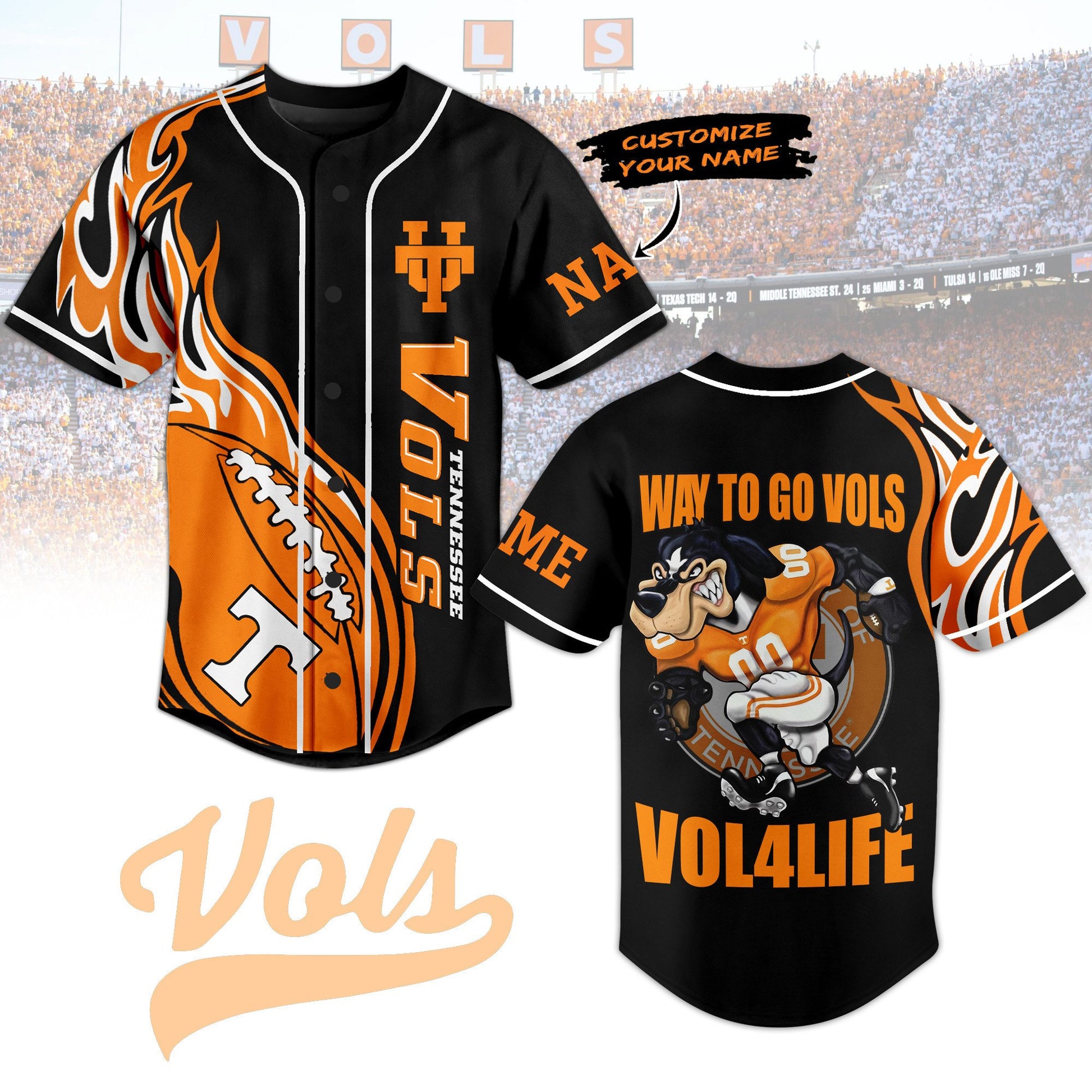 Custom Tennessee Volunteers Football Baseball Jersey T-Shirts, Hoodie, Sweatshirt | WearSparks.com (Image 1)