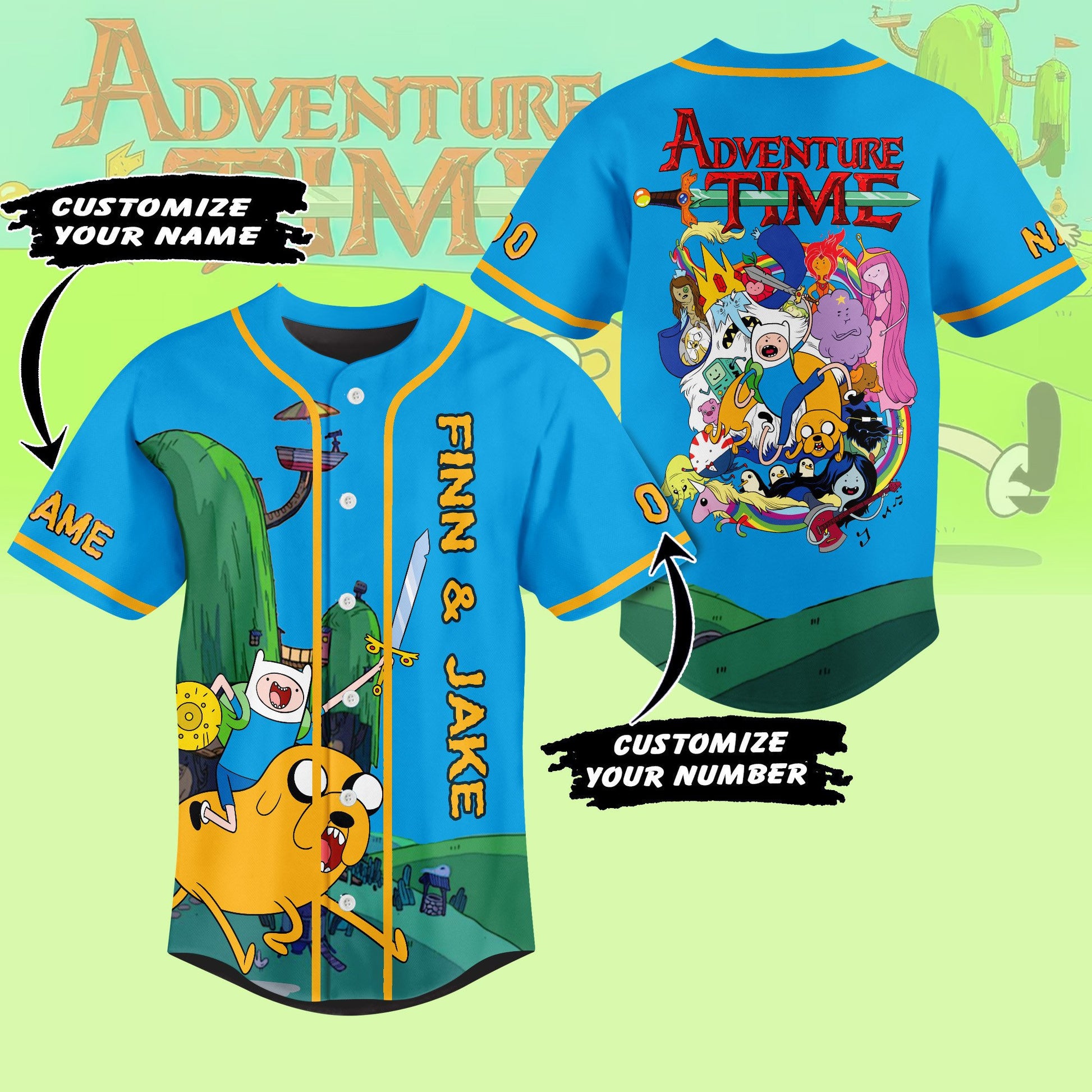 Customized Adventure Time Finn &amp; Jake Funny Trip Baseball Jersey T-Shirts, Hoodie, Sweatshirt | WearSparks.com (Image 1)