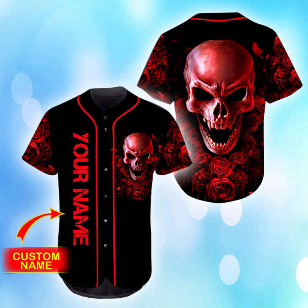 Customized Ghost Rose Blood Skull Baseball Jersey – Unique Stylish and Personalized