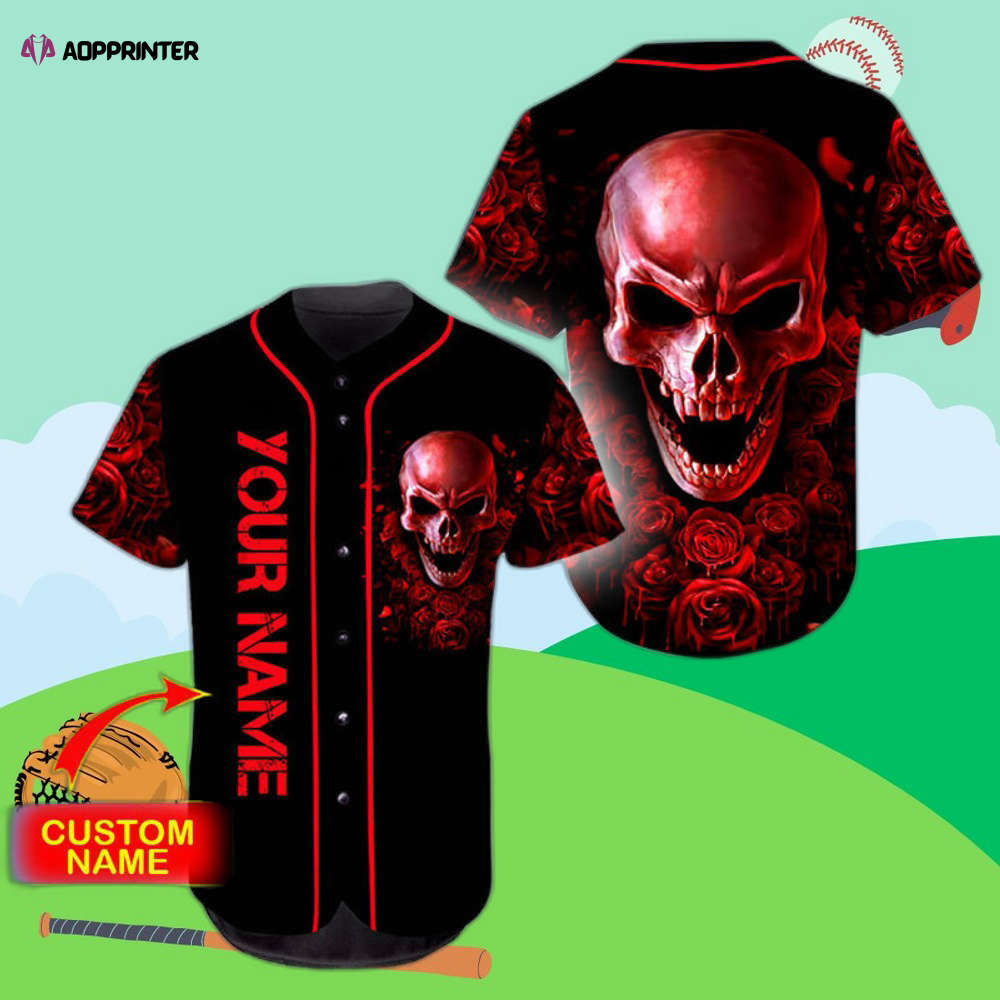Customized Ghost Rose Blood Skull Baseball Jersey – Unique Stylish and Personalized