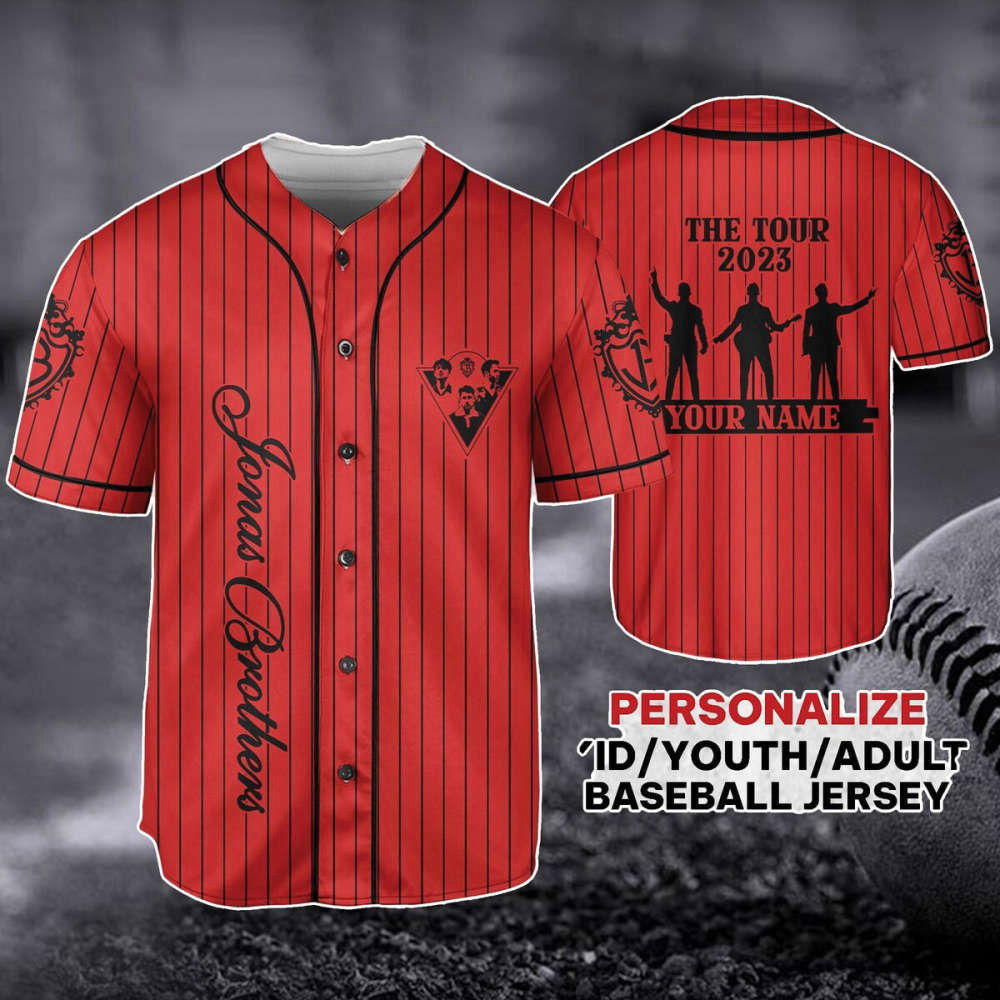 Customized Jonas Brothers Baseball Jersey - The Tour 2023 5 Album 1 Night Tour Pop Rock Band Shirt - Perfect... (Image 2)