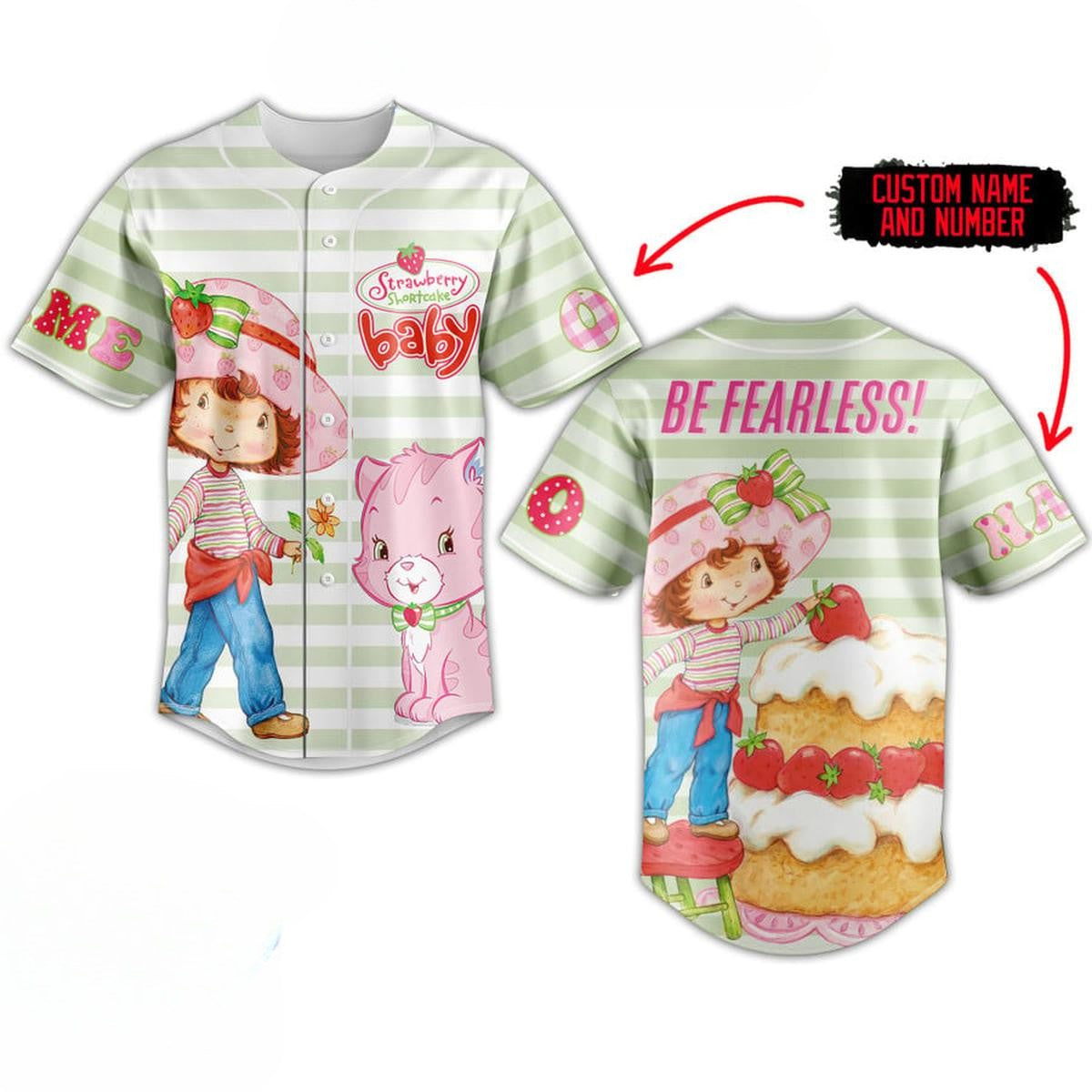 Customized Lovely Stawberry Shortcake Cartoon Baseball Jersey T-Shirts, Hoodie, Sweatshirt | WearSparks.com