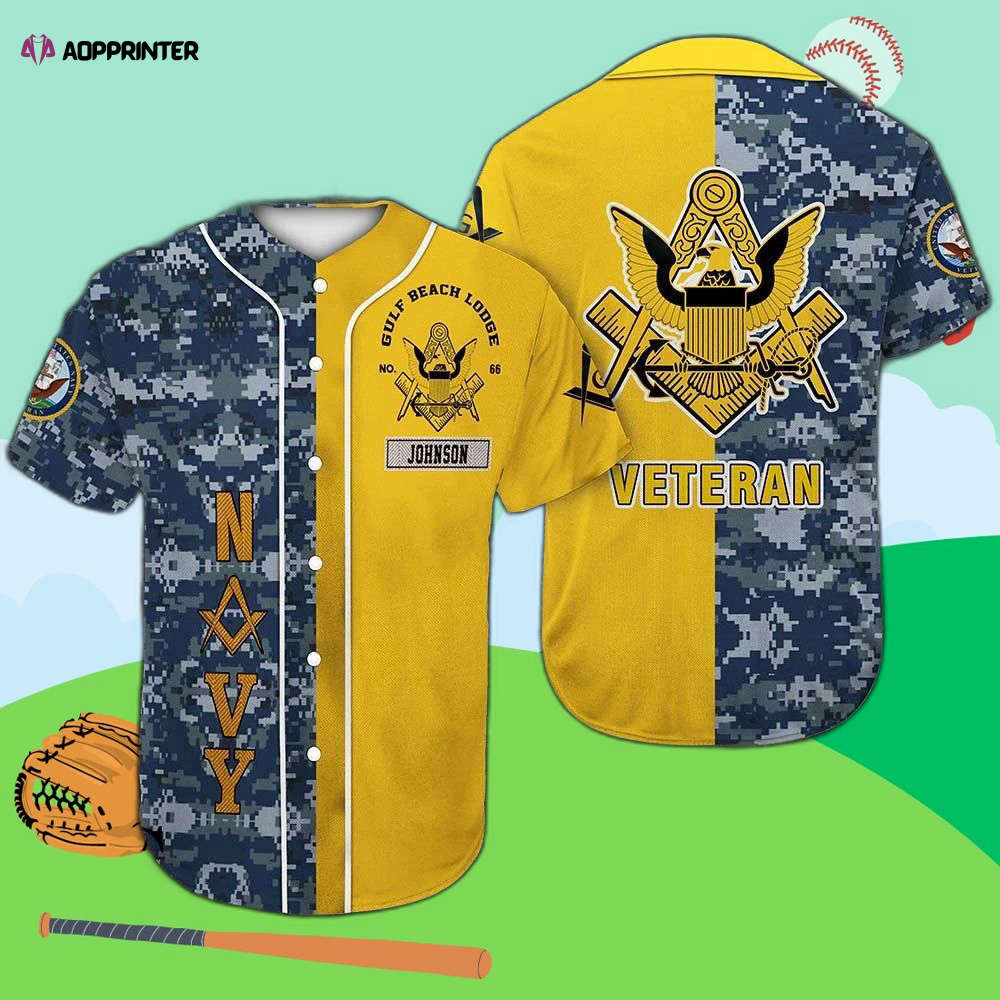 Customized Navy Veteran Freemasonry Baseball Jersey – Show Your Pride!
