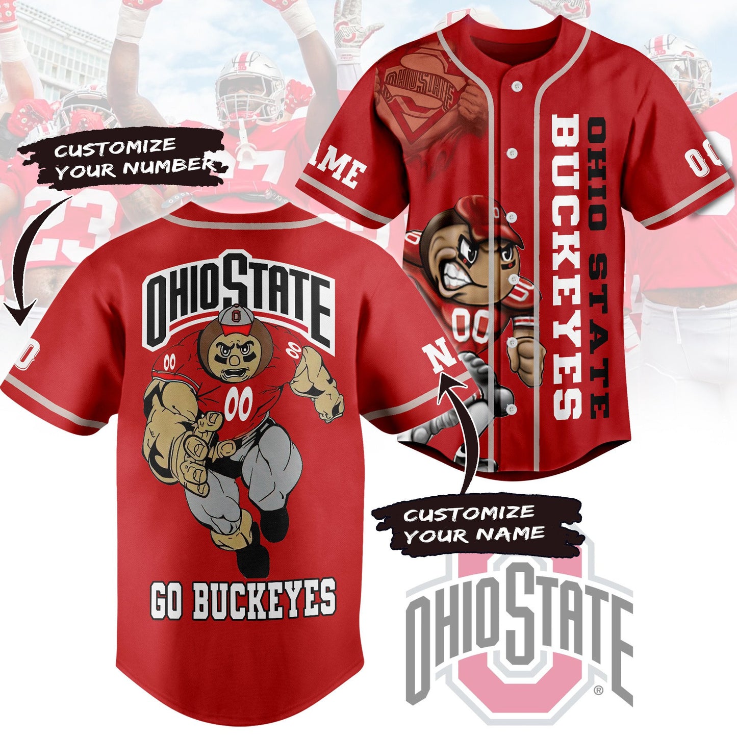 Customized Ohio State Fear The Buckeyes Baseball Jersey For Fans T-Shirts, Hoodie, Sweatshirt | WearSparks.com (Image 1)