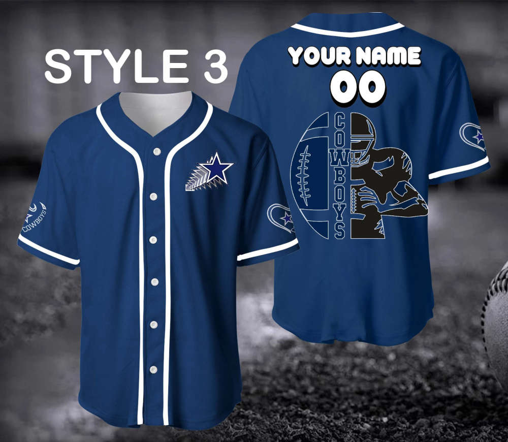Dallas Cowboy Baseball Shirt, Custom Name And Number Baseball Jerseys